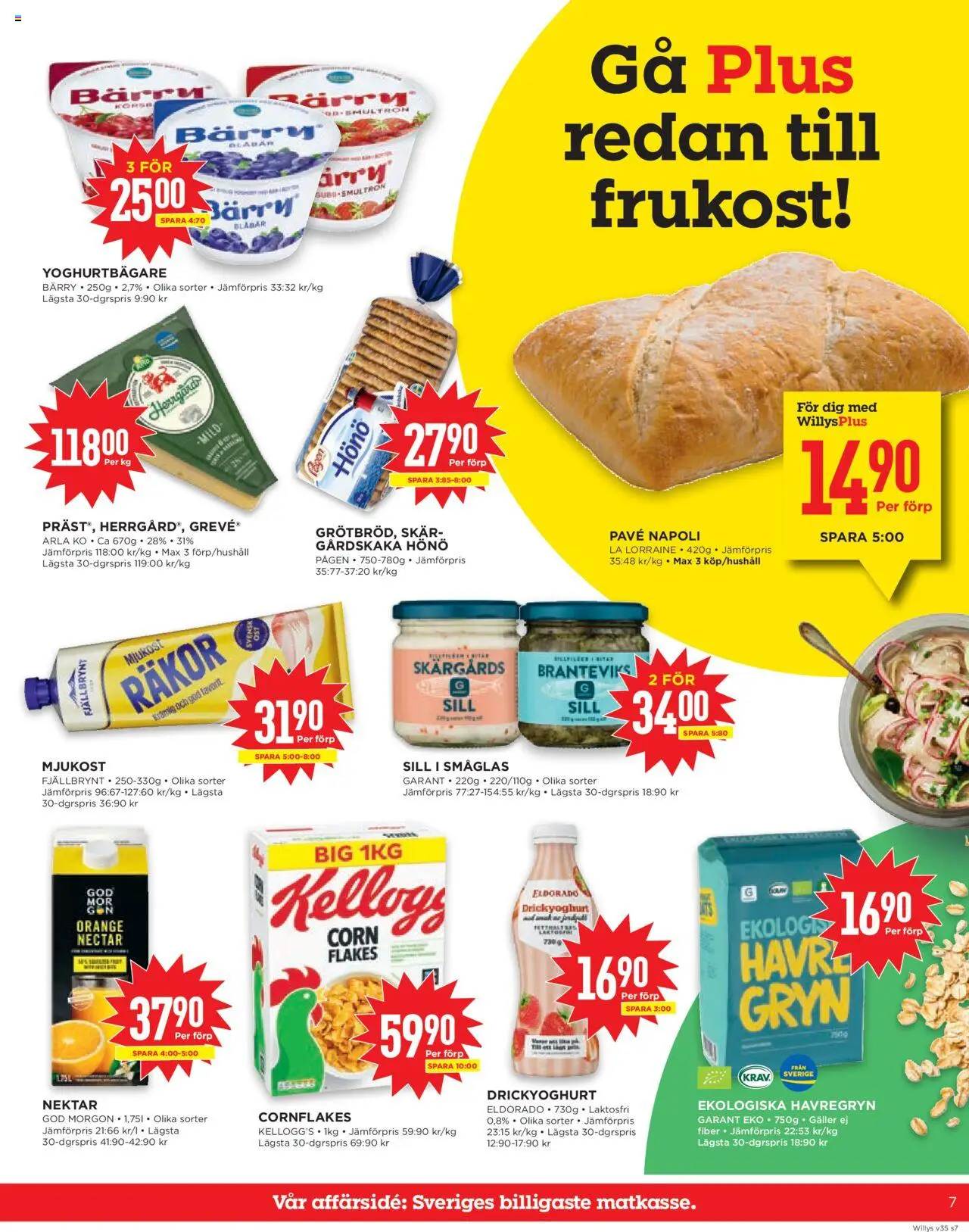 Willys reklamblad aktuell från 25.08.2025 | Sida: 7 | Produkter: Cornflakes, Galler, Räkor, Blåbär