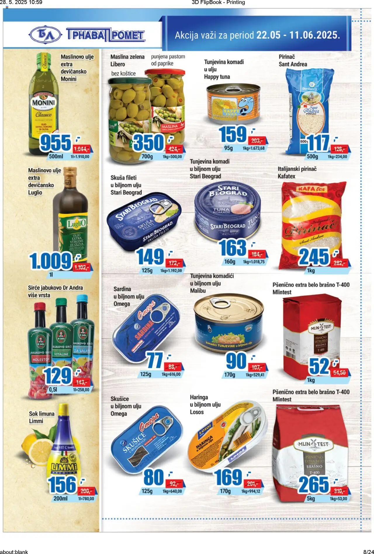 Trnava Promet katalog - važi od 22.05.2025 | Strana: 8 | Proizvode: Monini, Losos, Ulje, Sardina