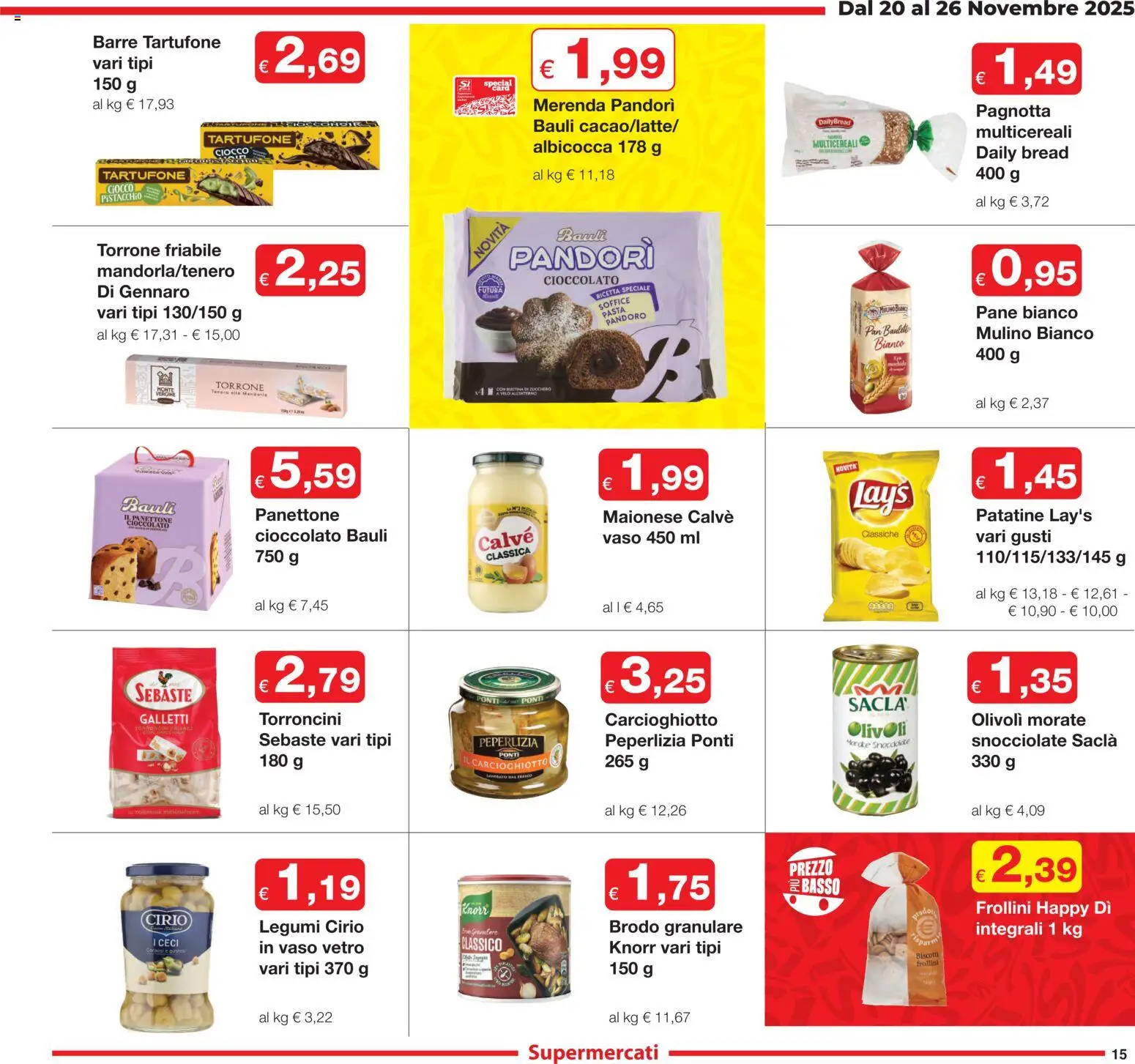 Volantino Sì con Te del 20.11.2025 | Pagina: 15 | Prodotti: Legumi, Pane, Biscotti, Maionese