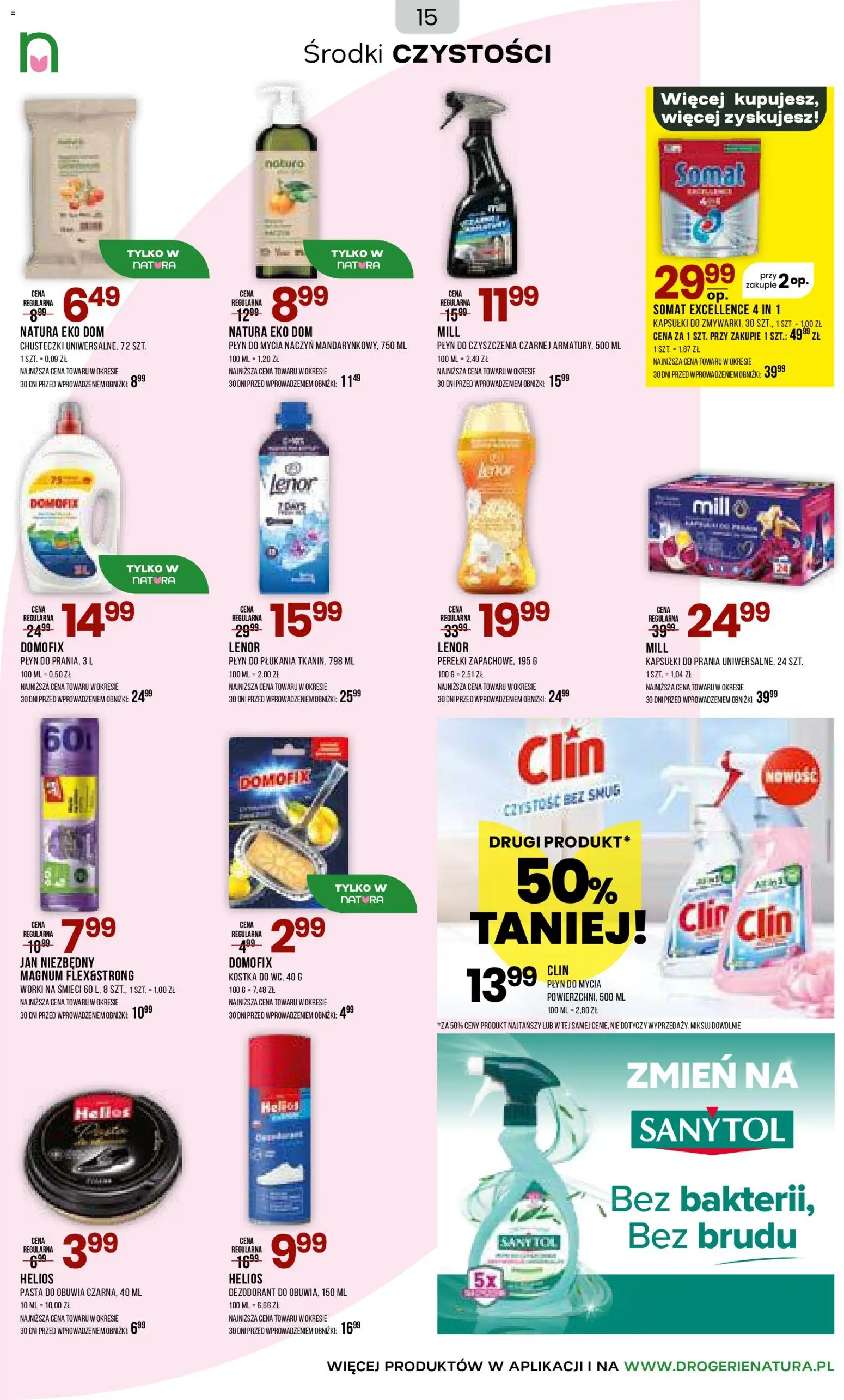 Drogerie Natura gazetka od 18.03.2026 | Strona: 15 | Produkty: Cleaner, Kapsułki do prania, Detergent, Płyn do mycia naczyń