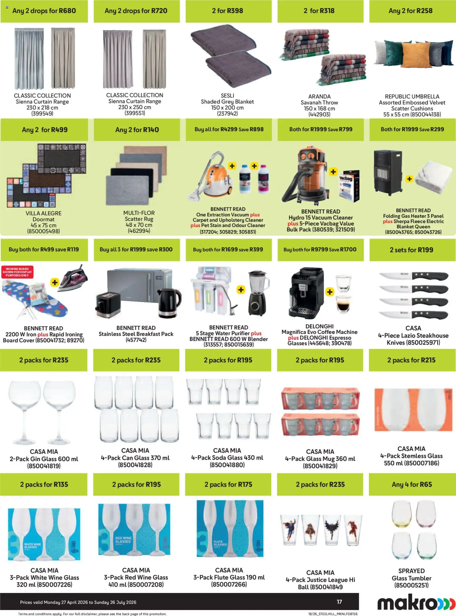 New Makro catalogue – valid from 27.04.2026 | Page: 17 | Products: Glasses, Vacuum cleaner, Blanket, Water