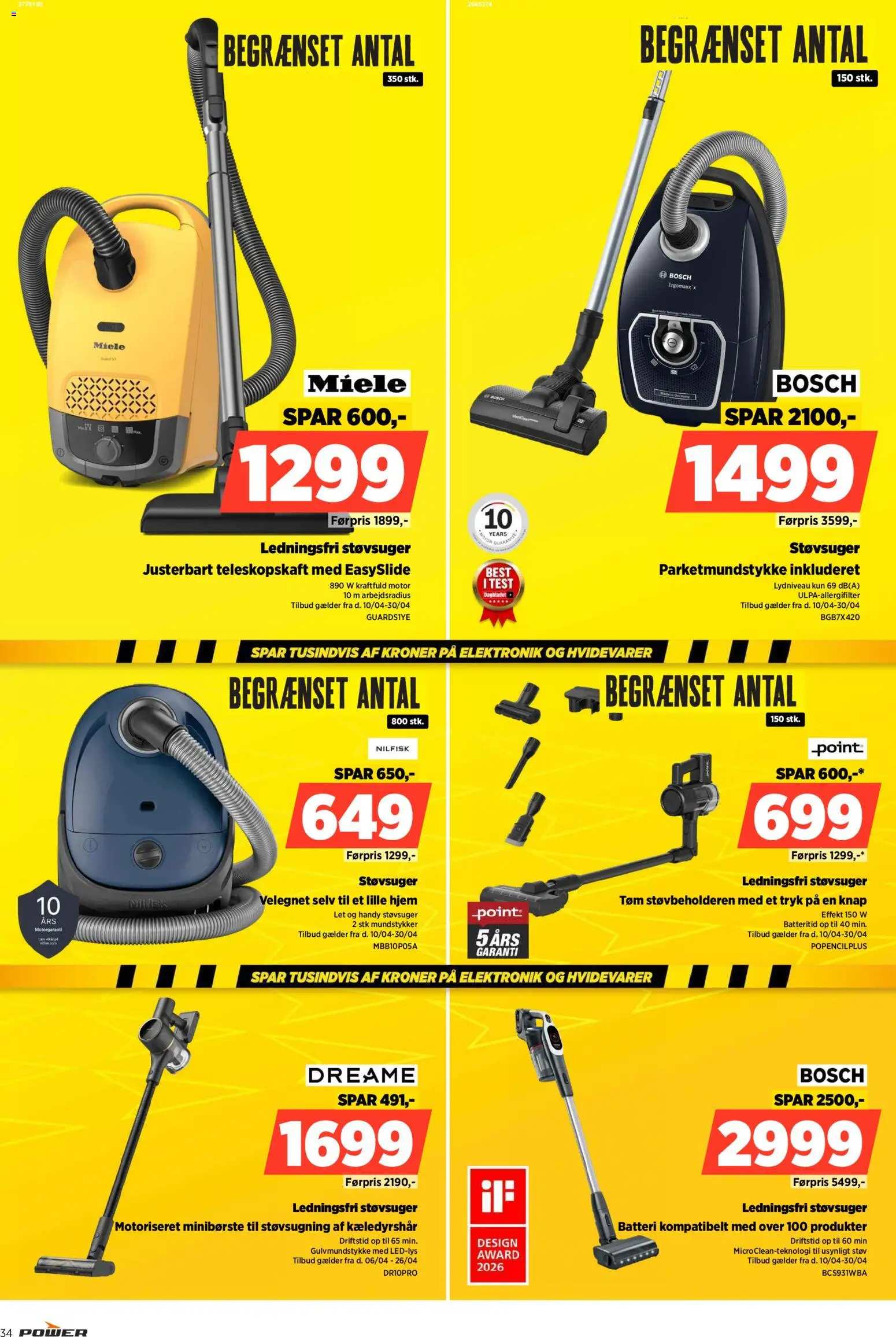 Power tilbudsavis – gyldig fra 10.04.2026 | Side: 34 | Produkter: Støvsuger, Batteri