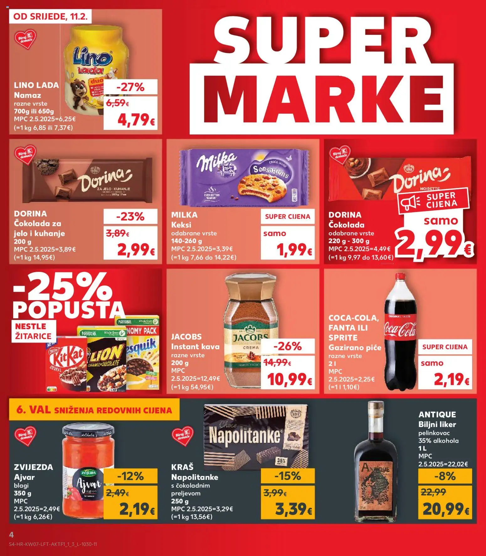 Kaufland katalog | vrijedi od 11.02.2026 | Stranica: 4 | Proizvodi: Pelinkovac, Fanta, Keksi, Namaz