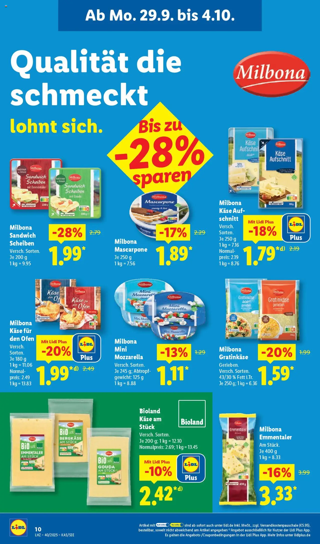 Lidl Prospekt Hilders – gültig ab 29.09.2025 | Seite: 18 | Produkte: Käse, Mascarpone, Mozzarella, Gouda