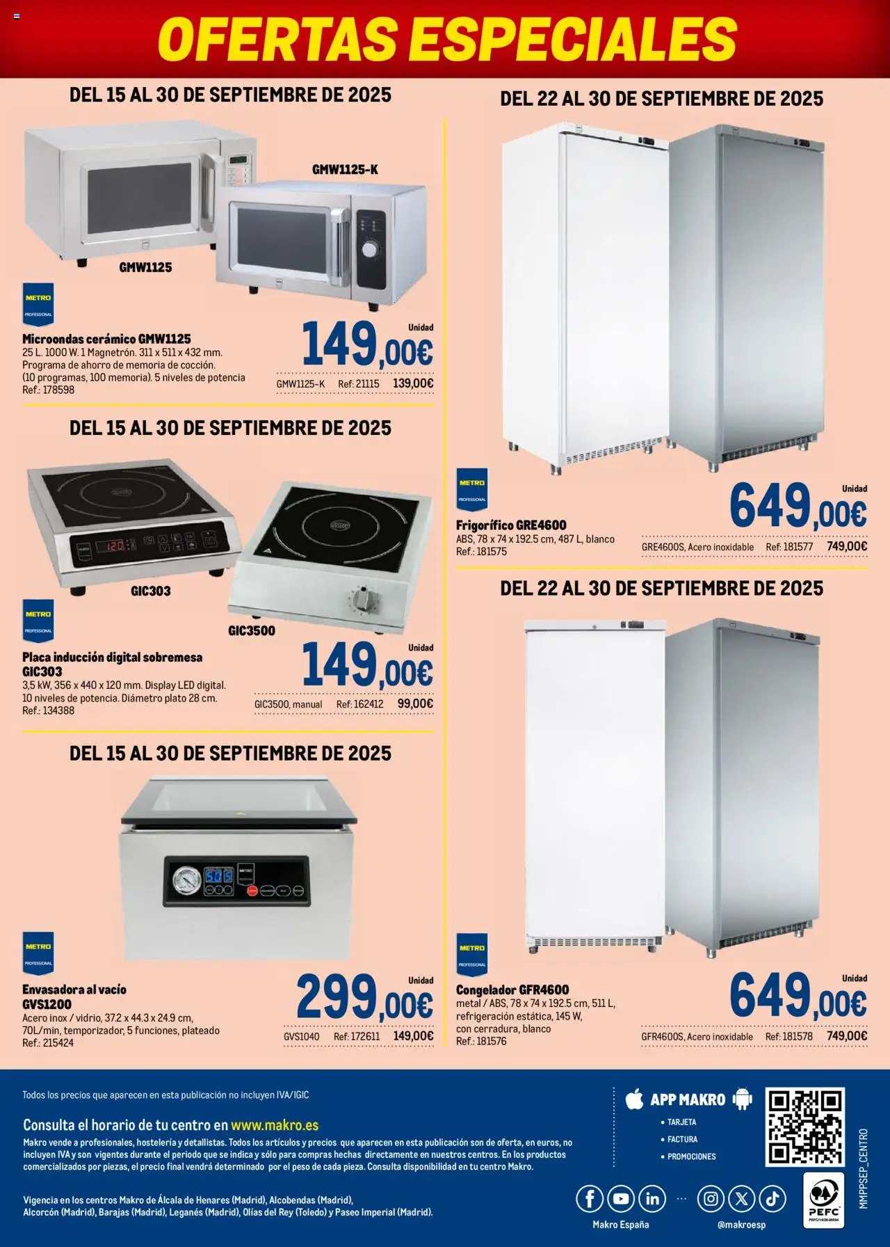 Makro - Oferta especial septiembre Centro │ válido desde el 15.09.2025 | Página: 4 | Productos: Congelador, Peso
