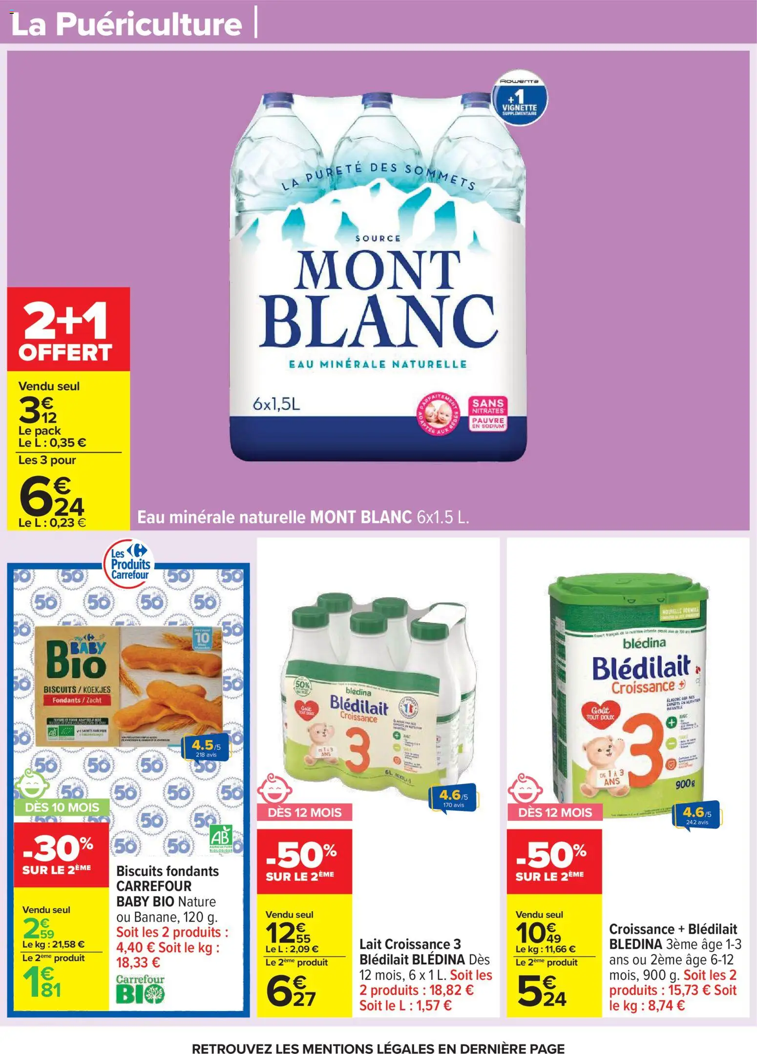 {H1} | Page: 73 | Produits: Eau minérale, Eau minérale naturelle, Lait, Biscuits