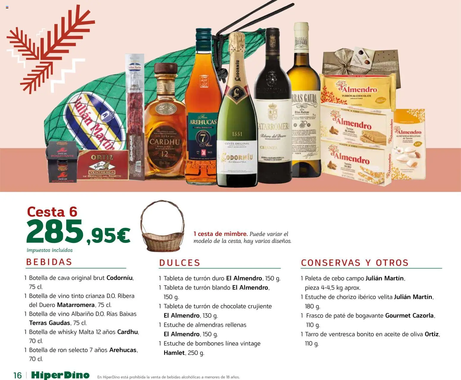 HiperDino - Catálogo Lotes y Cestas │ válido desde el 10.11.2025 | Página: 16 | Productos: Aceite, Paté, Whisky, Cesta