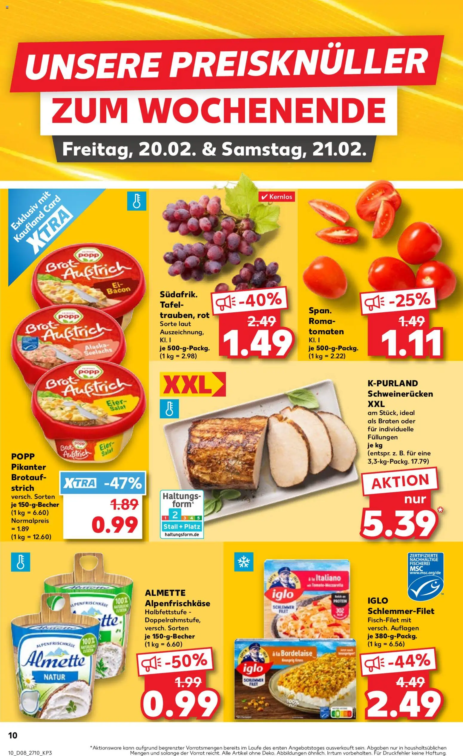 Kaufland prospekt Zeitz	 – gültig ab 19.02.2026 | Seite: 10 | Produkte: Almette, Tomaten, Schweinerucken, Salat