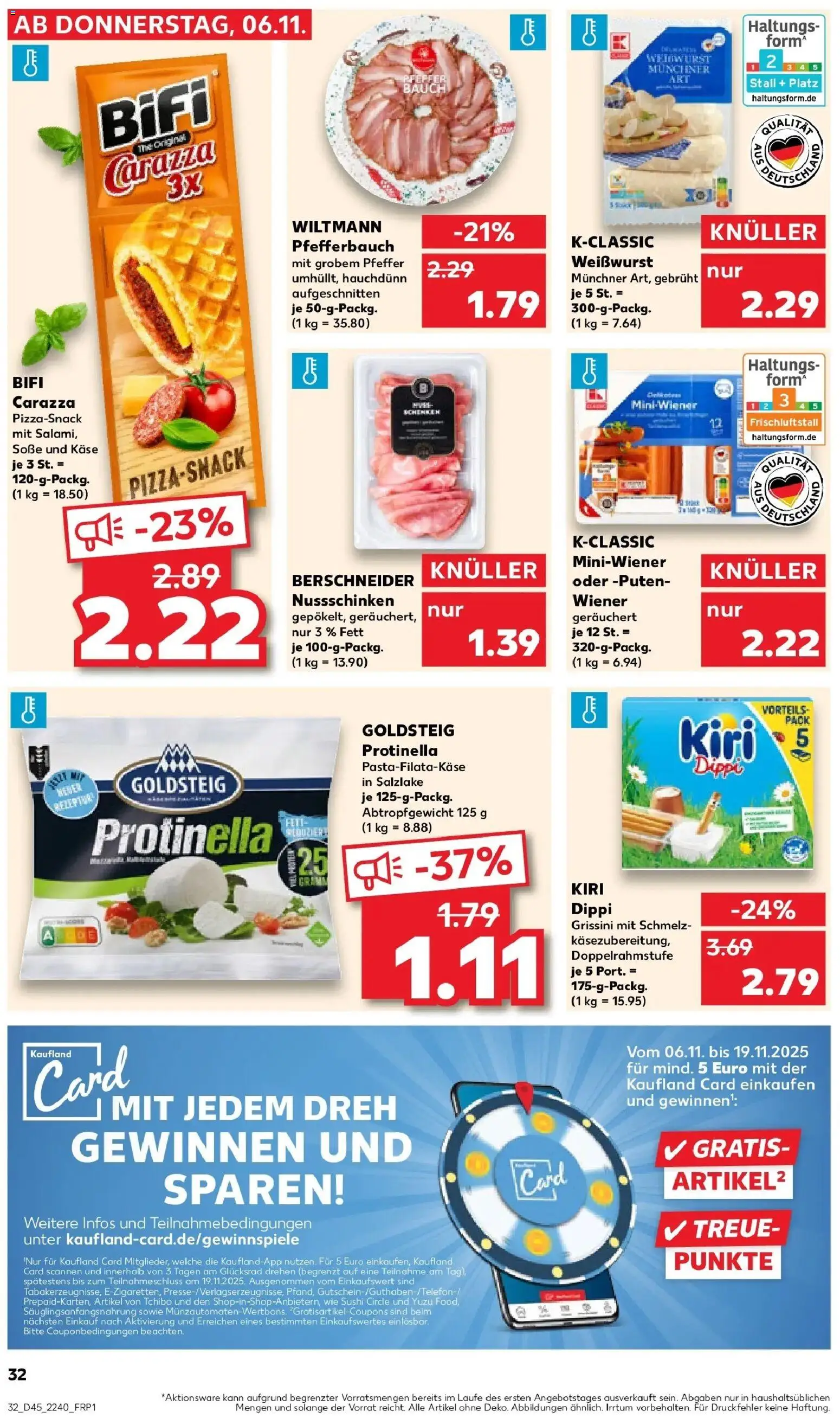 Kaufland prospekt Stuttgart	 – gültig ab 10.11.2025 | Seite: 32 | Produkte: Käse, Bifi, Pfeffer, Pizza