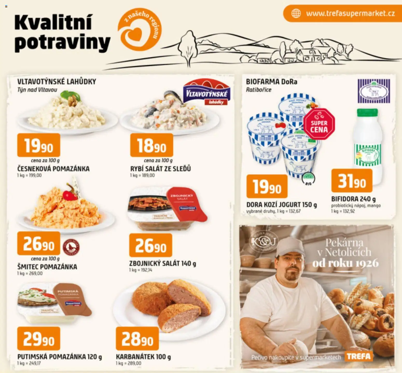 Trefa leták - Kvalitní potraviny z našeho regionu od 29.10.2025 | Strana: 1 | Produkty: Pečivo, Pekárna, Potraviny, Kozí jogurt