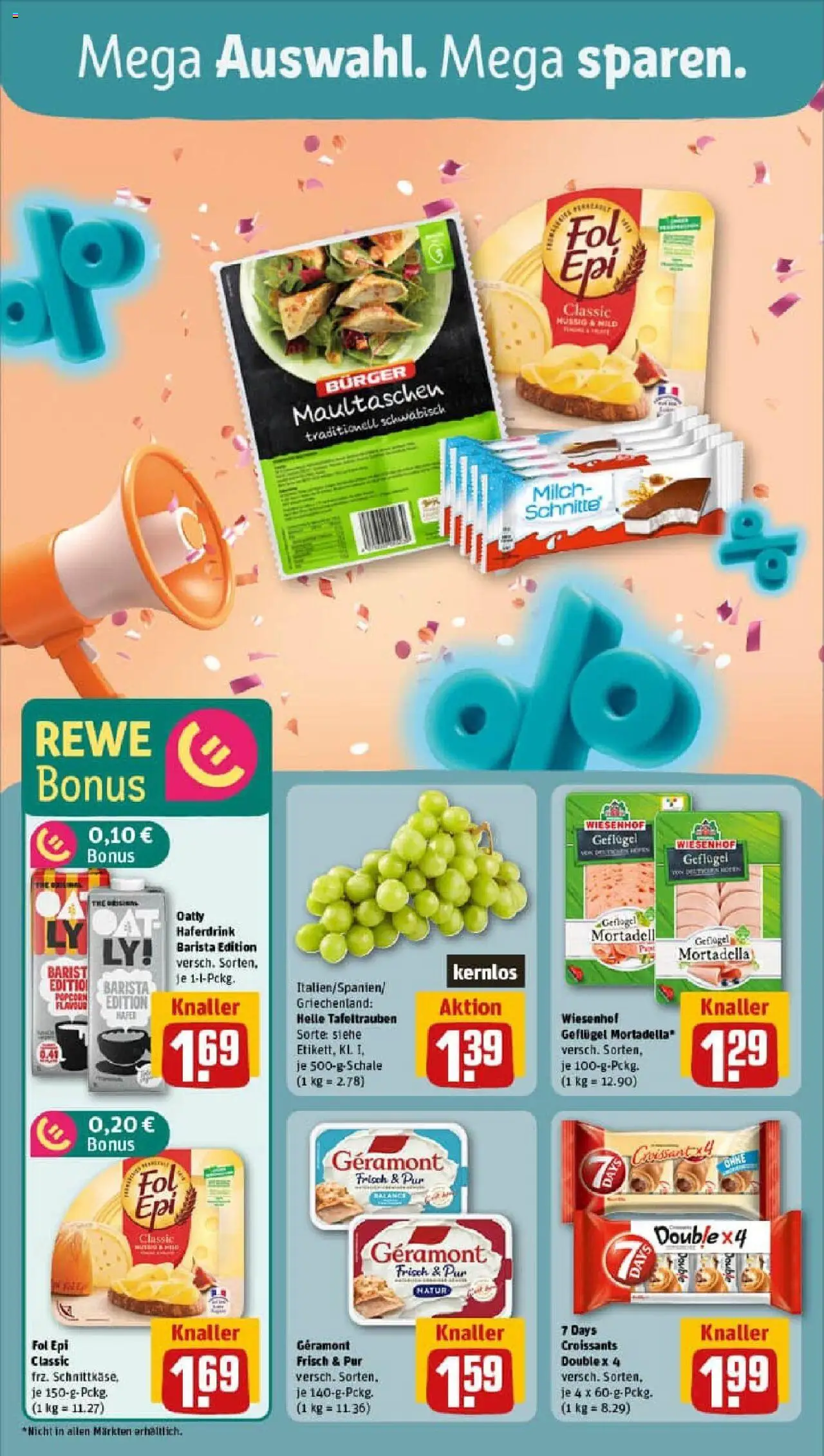 Rewe prospekt Marburg	 – gültig ab 28.09.2025 | Seite: 4 | Produkte: Milch, Burger, Haferdrink, Maultaschen