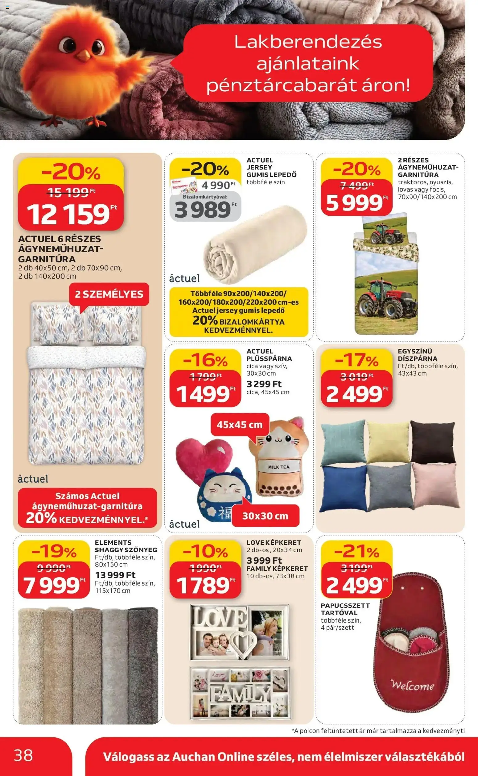 Auchan akciós ujság - amely érvényes a következő dátumtól: 26.02.2026 | Oldal: 38 | Termékek: Gumis lepedő, Lepedő, Tea, Díszpárna