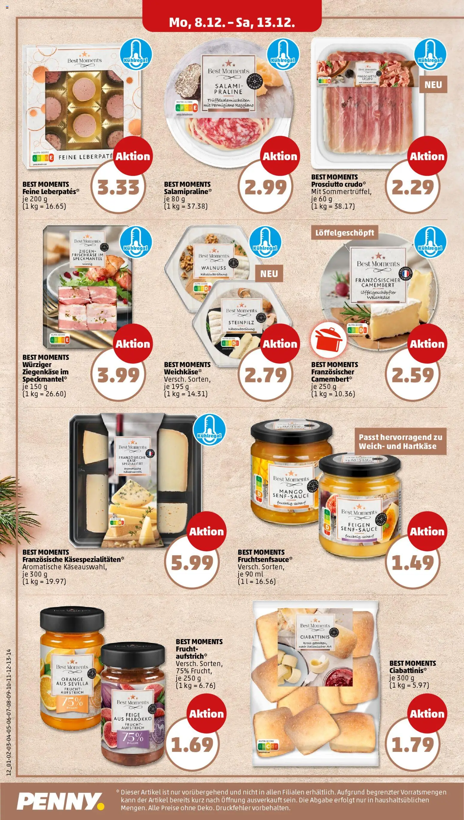 Penny Prospekt 	 – gültig ab 08.12.2025 | Seite: 14 | Produkte: Ziegenkäse, Mango, Salami, Frischkase