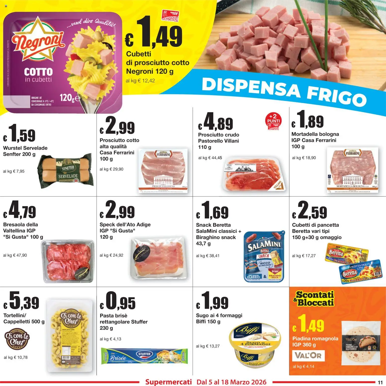 Volantino Sì con Te del 05.03.2026 | Pagina: 11 | Prodotti: Speck, Prosciutto Crudo, Pasta, Sugo
