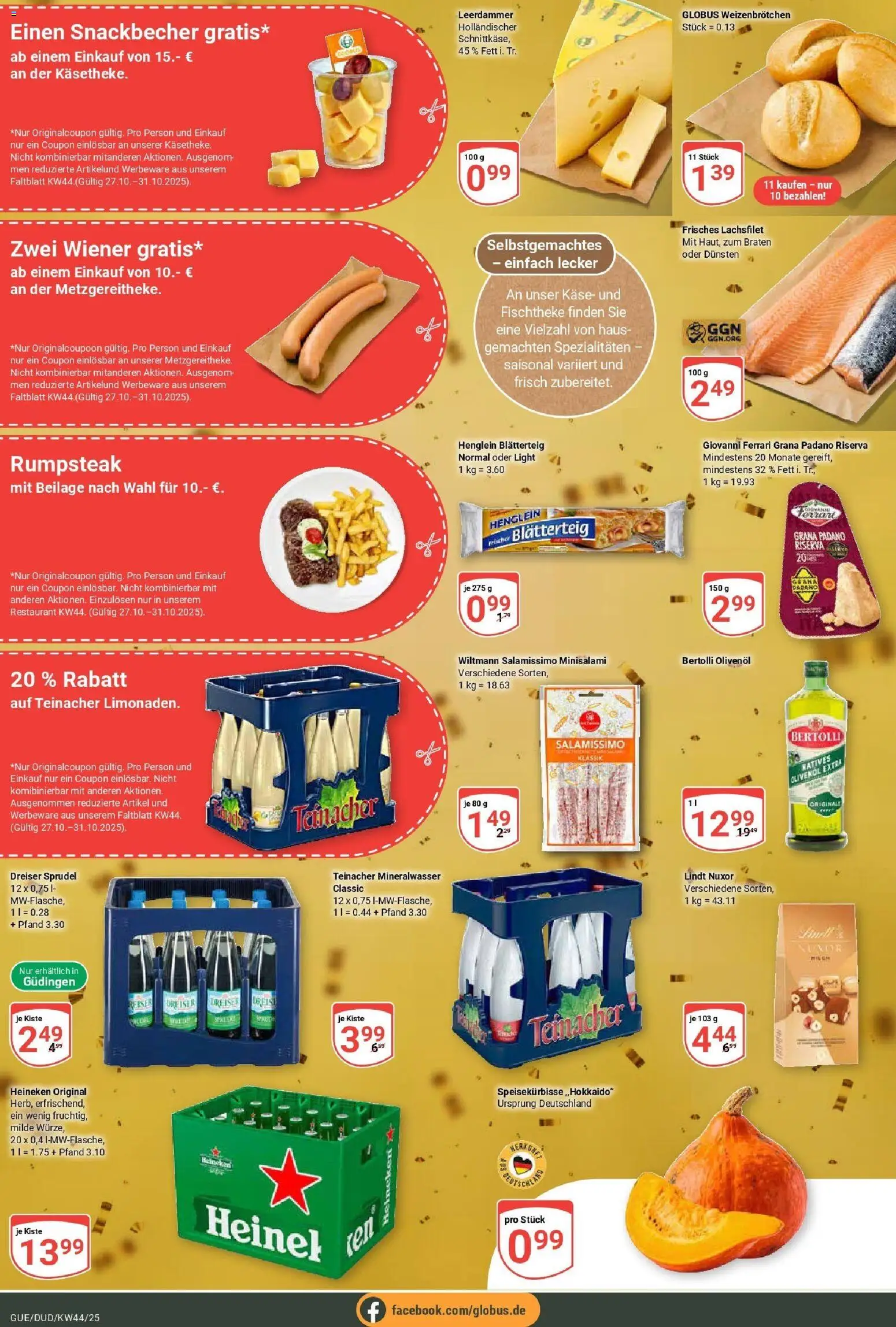 Globus prospekt Saarbrücken-Dudweiler	 – gültig ab 26.10.2025 | Seite: 33 | Produkte: Mineralwasser, Leerdammer, Heineken, Lindt