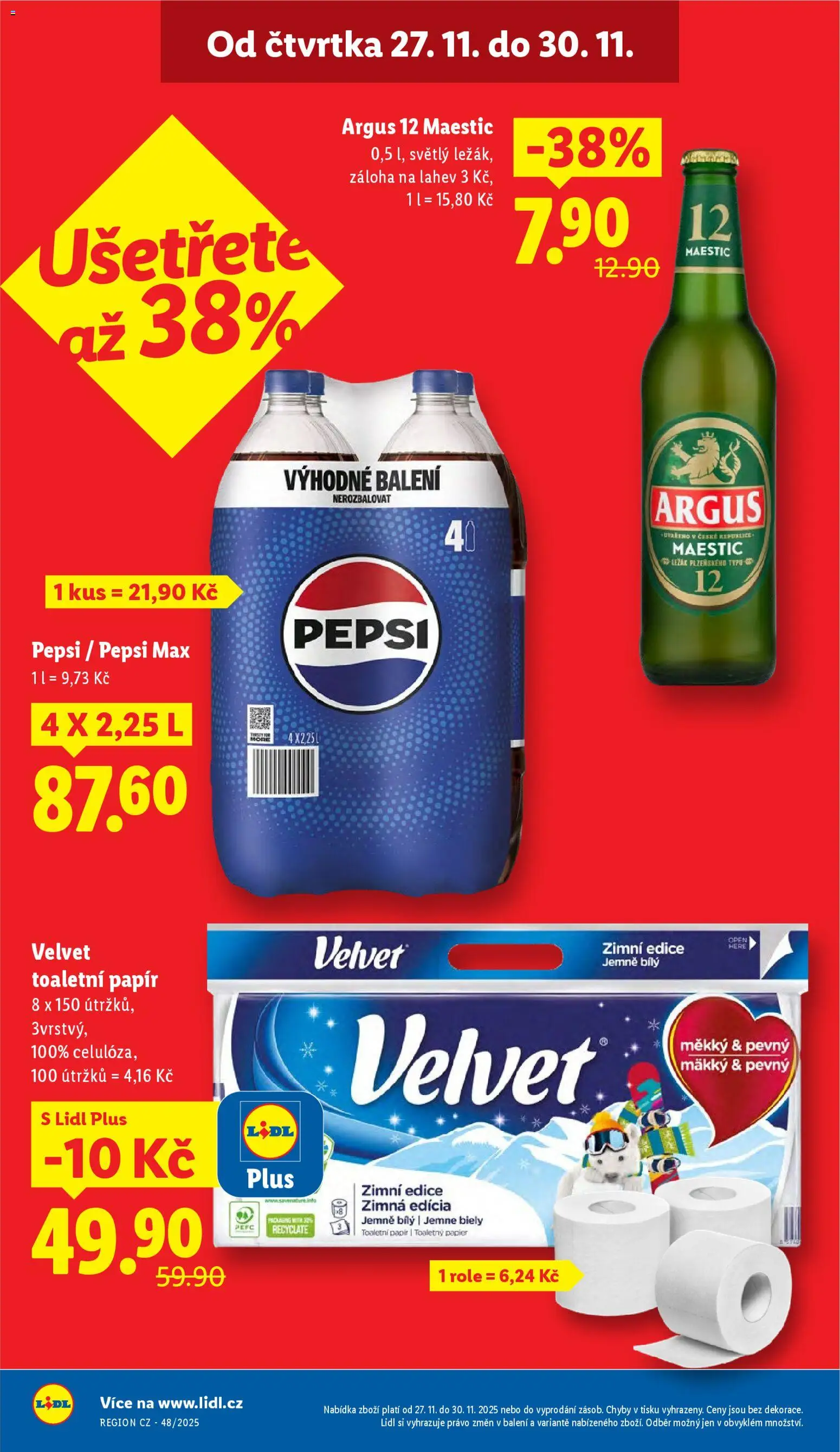 Lidl Black Friday od 27.11.2025 | Strana: 8 | Produkty: Argus, Toaletní papír, Velvet, Láhev
