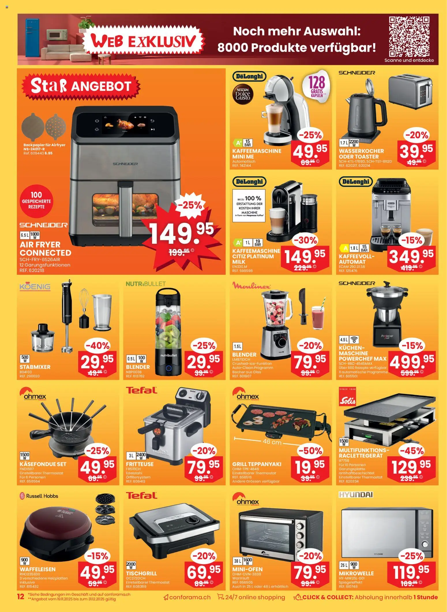 Conforama Aktionen – gültig ab 10.12.2025 | Seite: 12 | Produkte: Kaffee, Stabmixer, Grill, Kaffeemaschine