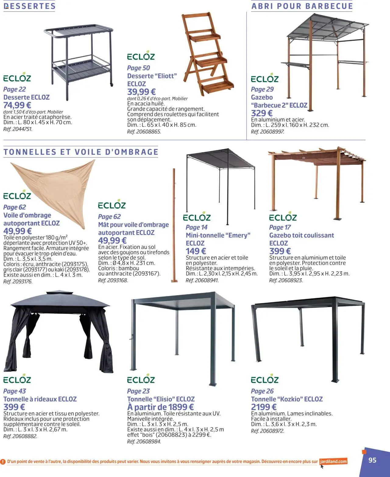 | Page: 94 | Produits: Voile d'ombrage, Barbecue, Kaki, Tonnelle