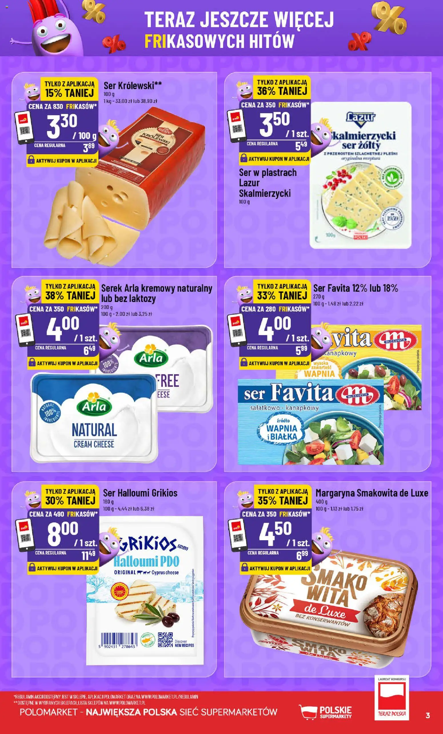 POLOmarket gazetka - Frikasowe Hity od 08.04.2026 | Strona: 3 | Produkty: Halloumi, Cream cheese, Margaryna, Ser