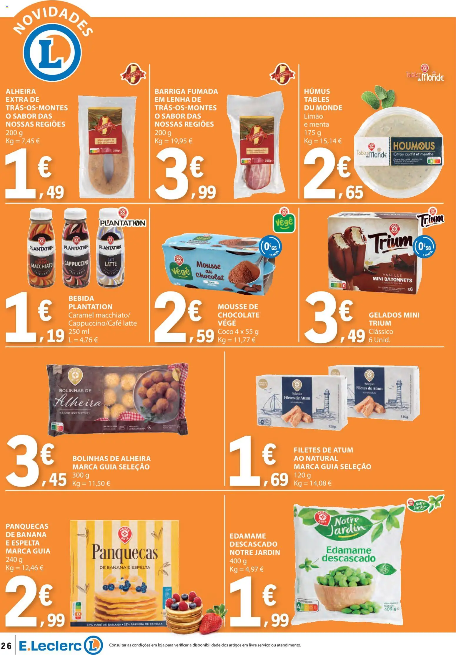E.Leclerc folheto │ válido de 02.01.2026 | Página: 26 | Produtos: Banana, Edamame, Panquecas, Alheira
