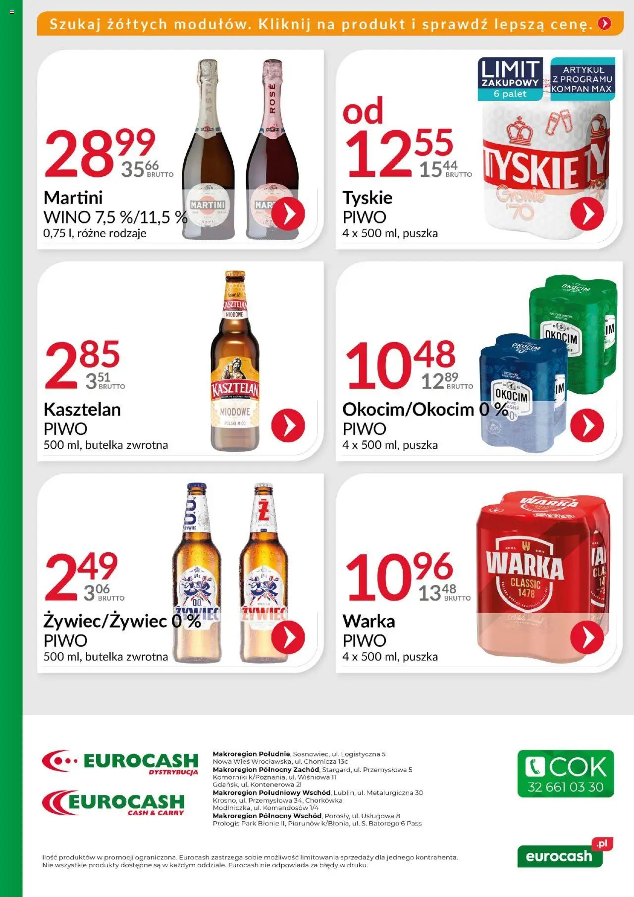 Eurocash Gazetka - Ofensywa Cenowa Alkoholowa od 01.10.2025 | Strona: 4 | Produkty: Martini, Warka, Tyskie, Piwo