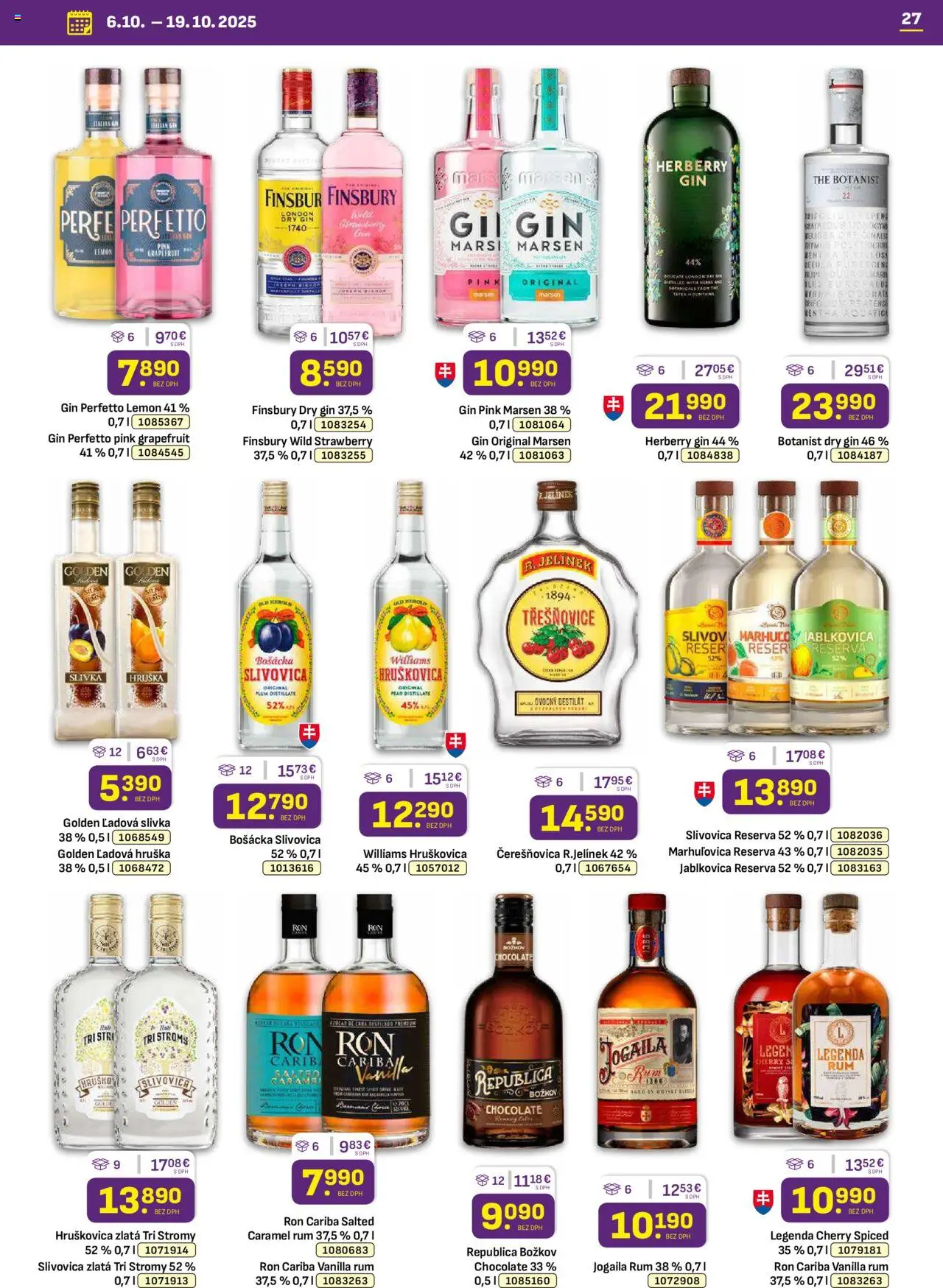 Nové Libex akcie – leták je platný od 06.10.2025 | Strana: 27 | Produkty: Božkov, Republica, Gin, Rum