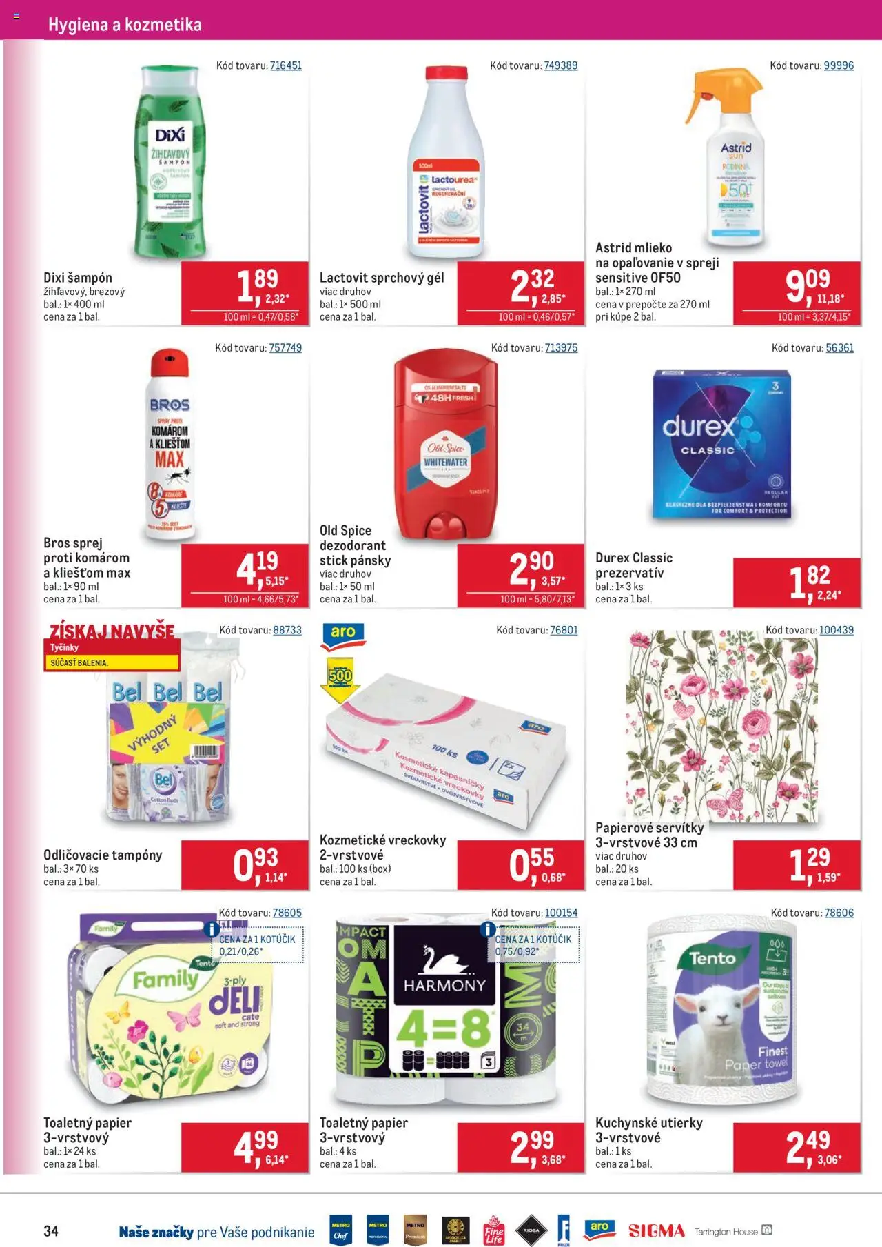 Metro maloobchod │ platný od 16.07.2025 | Strana: 34 | Produkty: Old Spice, Sprchový gél, Dezodorant, Lactovit