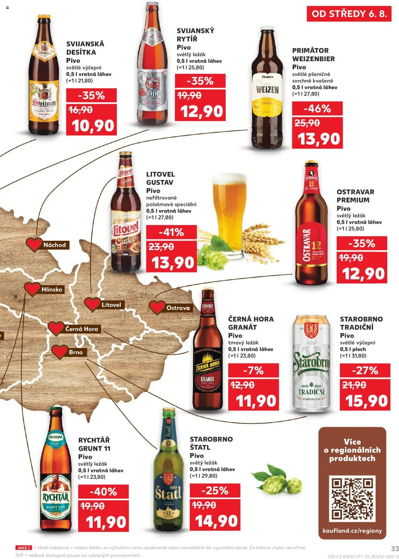Kaufland leták - Praha 4 od 06.08.2025 | Strana: 33 | Produkty: Starobrno, Pivo, Pivo Ostravar, Láhev