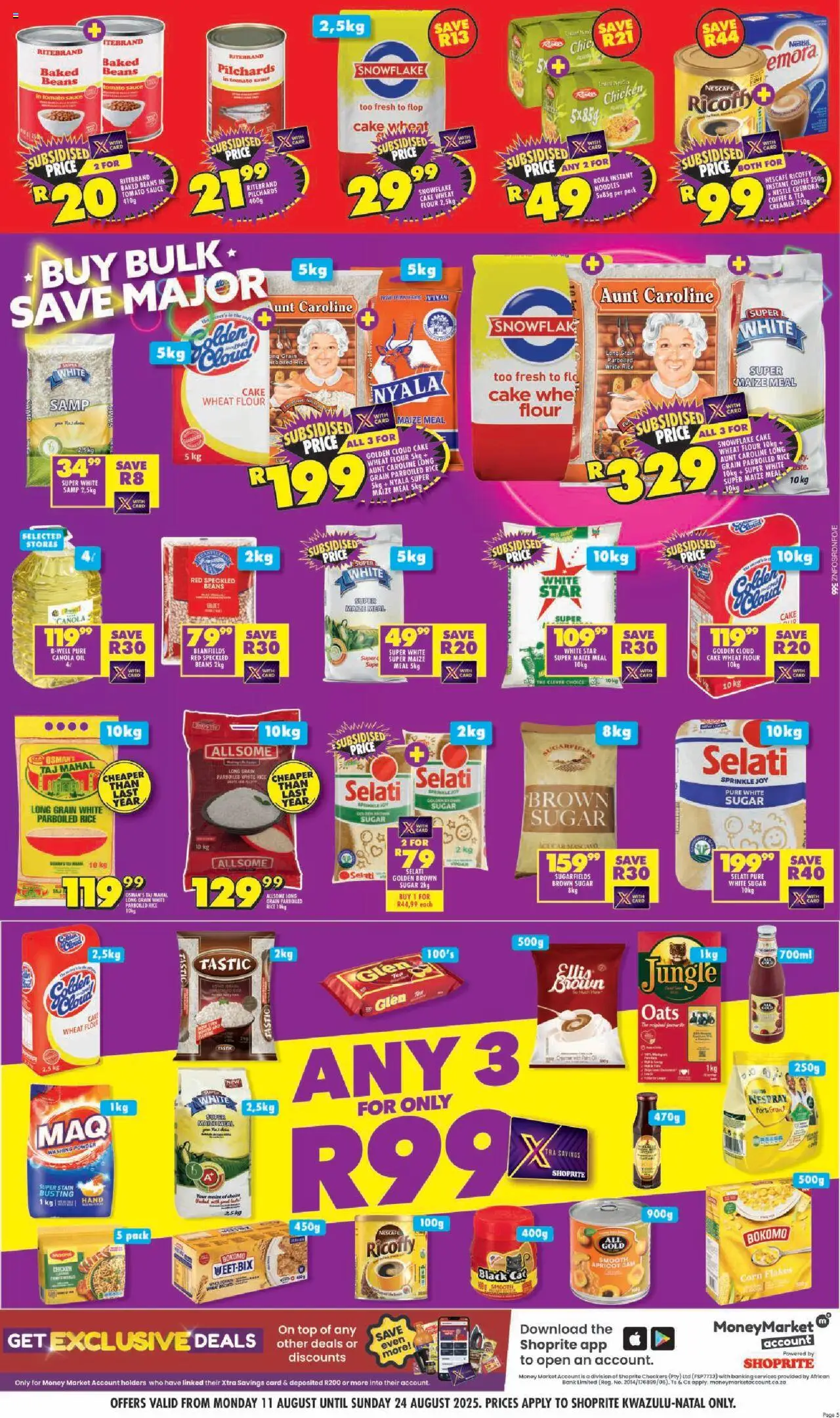 Shoprite Specials │ valid from 11.08.2025 | Page: 5 | Products: Pilchards, Corn, Coffee, Sauce