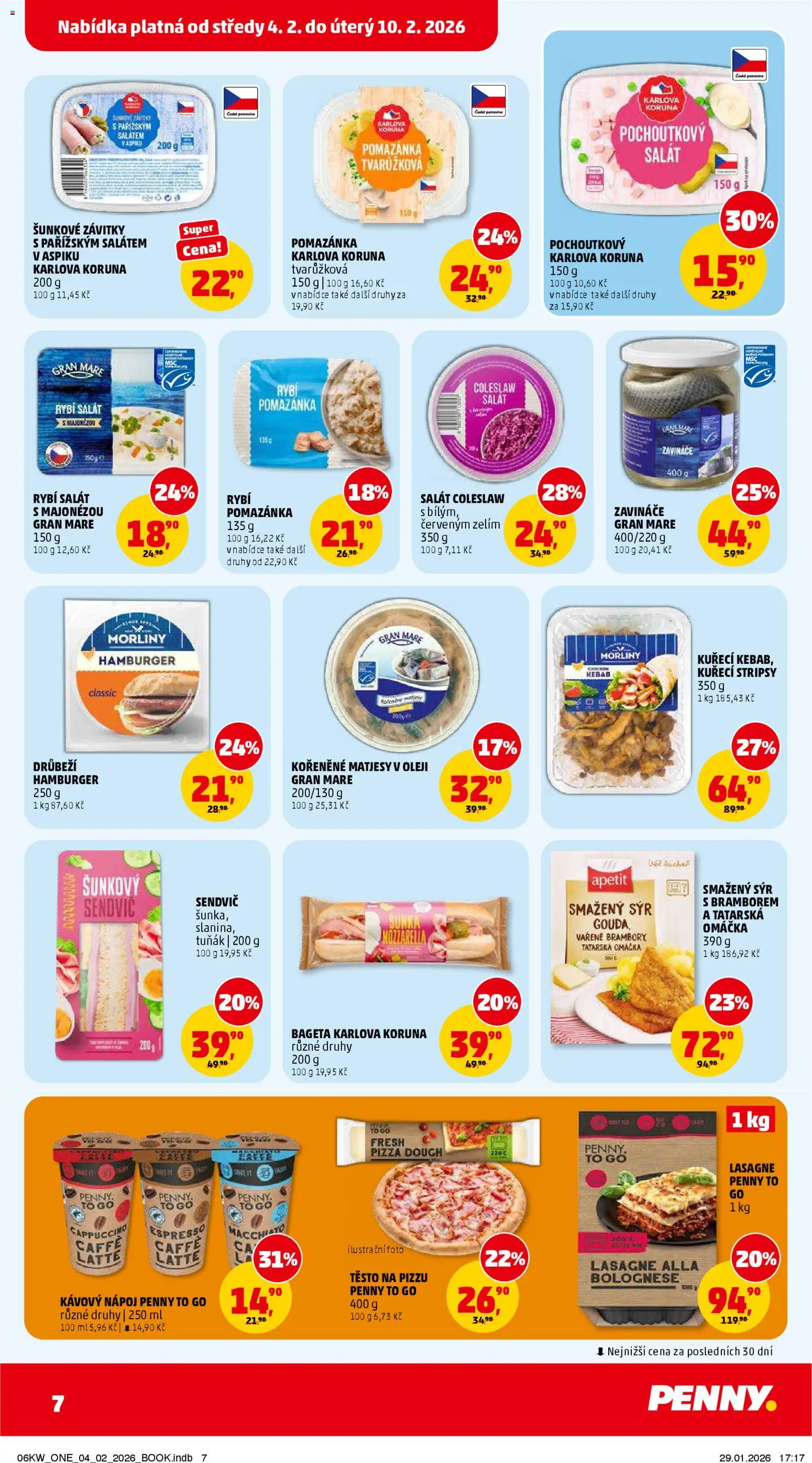Penny Market leták - Čtvrtečník od 04.02.2026 | Strana: 7 | Produkty: Pizza, Kebab, Smažený sýr, Cappuccino