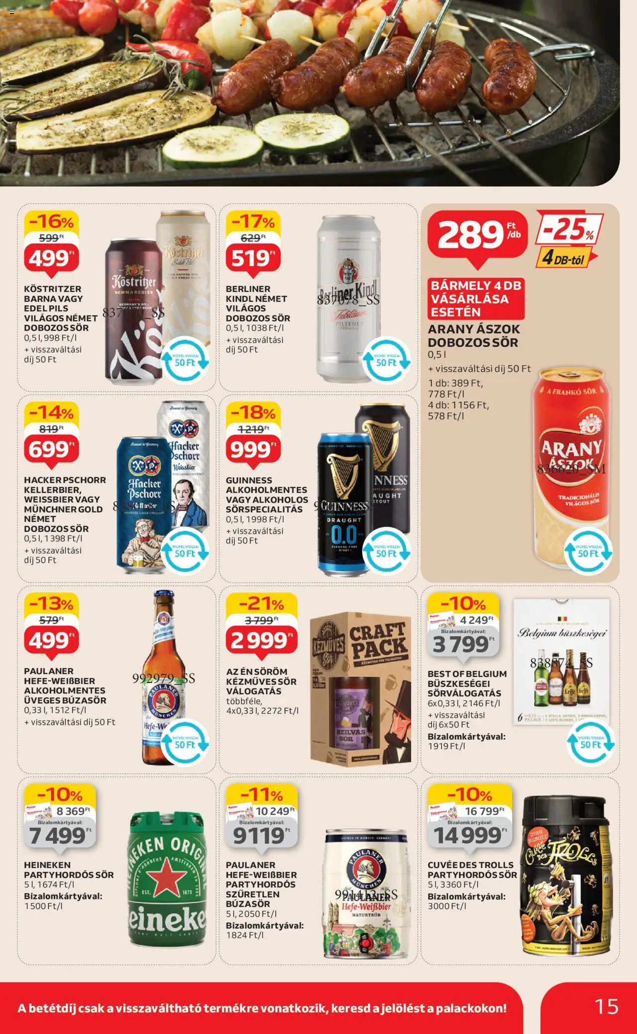 Auchan akciós ujság - amely érvényes a következő dátumtól: 12.06.2025 | Oldal: 15 | Termékek: Heineken, Arany ászok, Dobozos sör, Sör