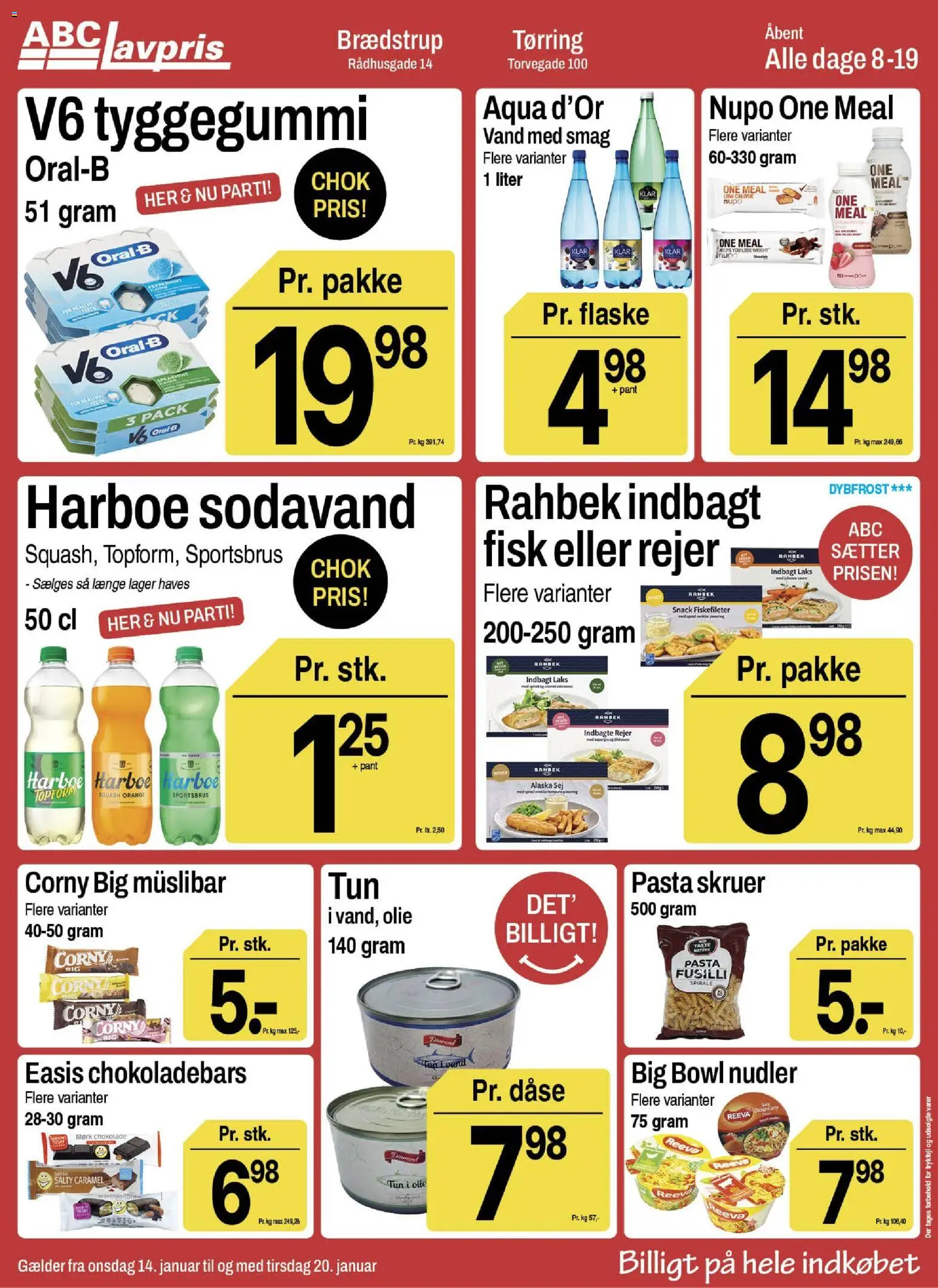 Abc Lavpris tilbudsavis – gyldig fra 14.01.2026 | Side: 1 | Produkter: Olie, Fisk, Nudler, Squash