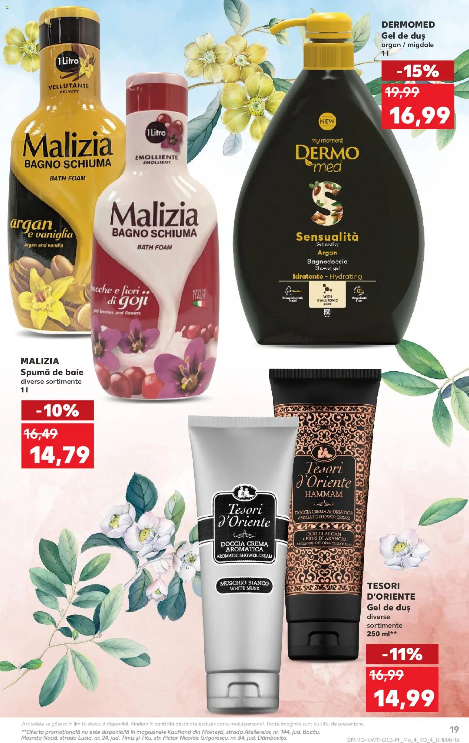 Noul catalog Kaufland – valabil de la 11.03.2026 | Pagină: 19 | Produse: Duș, Migdale, Gel de duș, Spumă de baie
