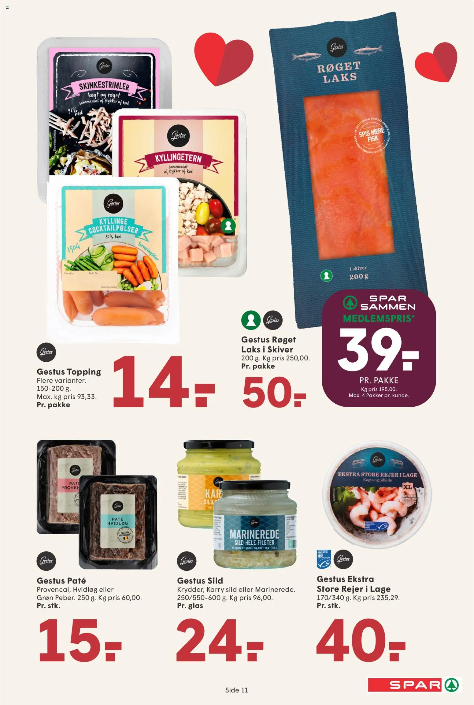 Spar tilbudsavis – gyldig fra 21.11.2025 | Side: 11 | Produkter: Paté, Cocktailpølser, Hvidløg, Rejer