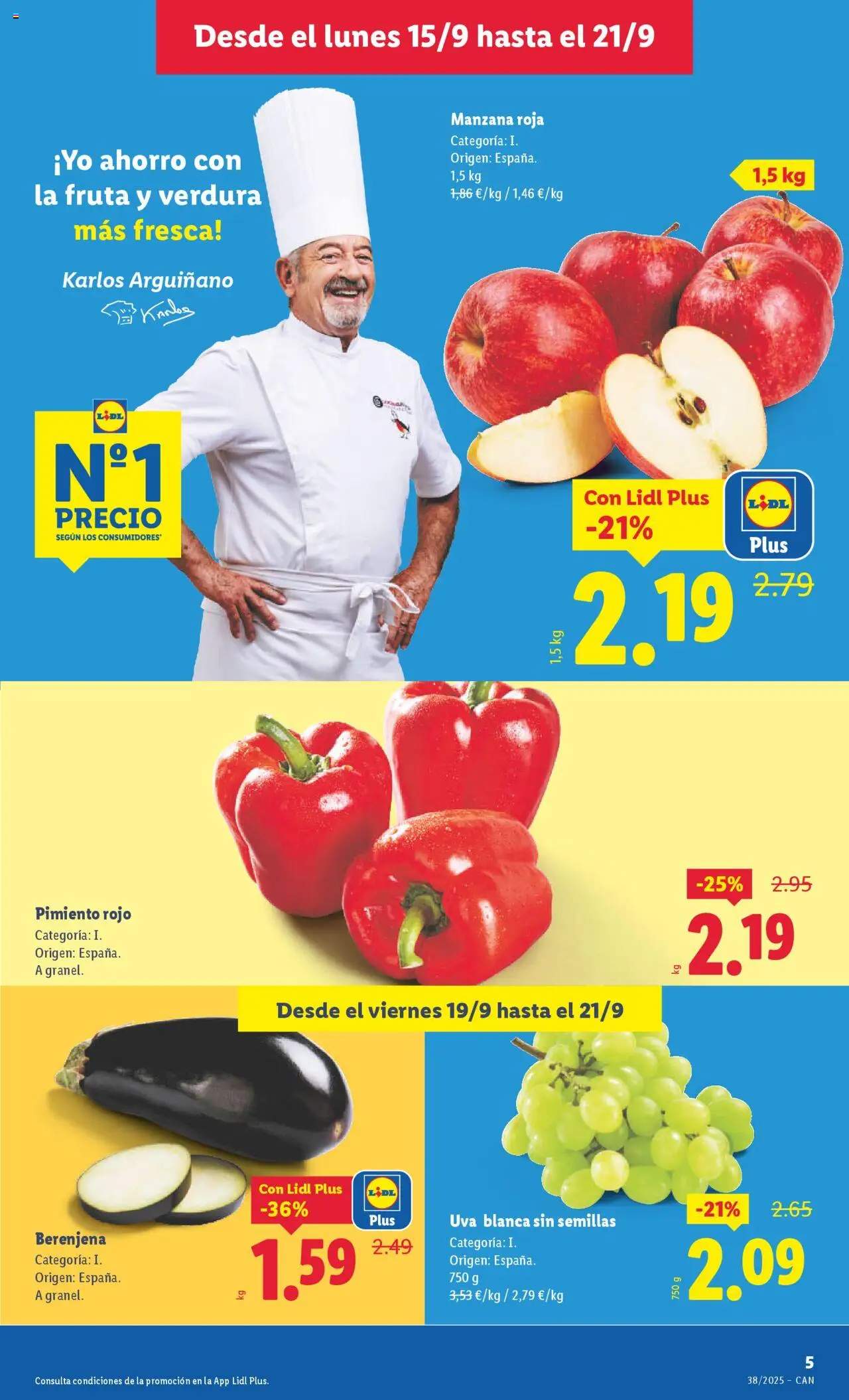 Lidl - Canarias  │ válido desde el 15.09.2025 | Página: 5 | Productos: Κάδος απορρυμάτων, Manzana, Apple