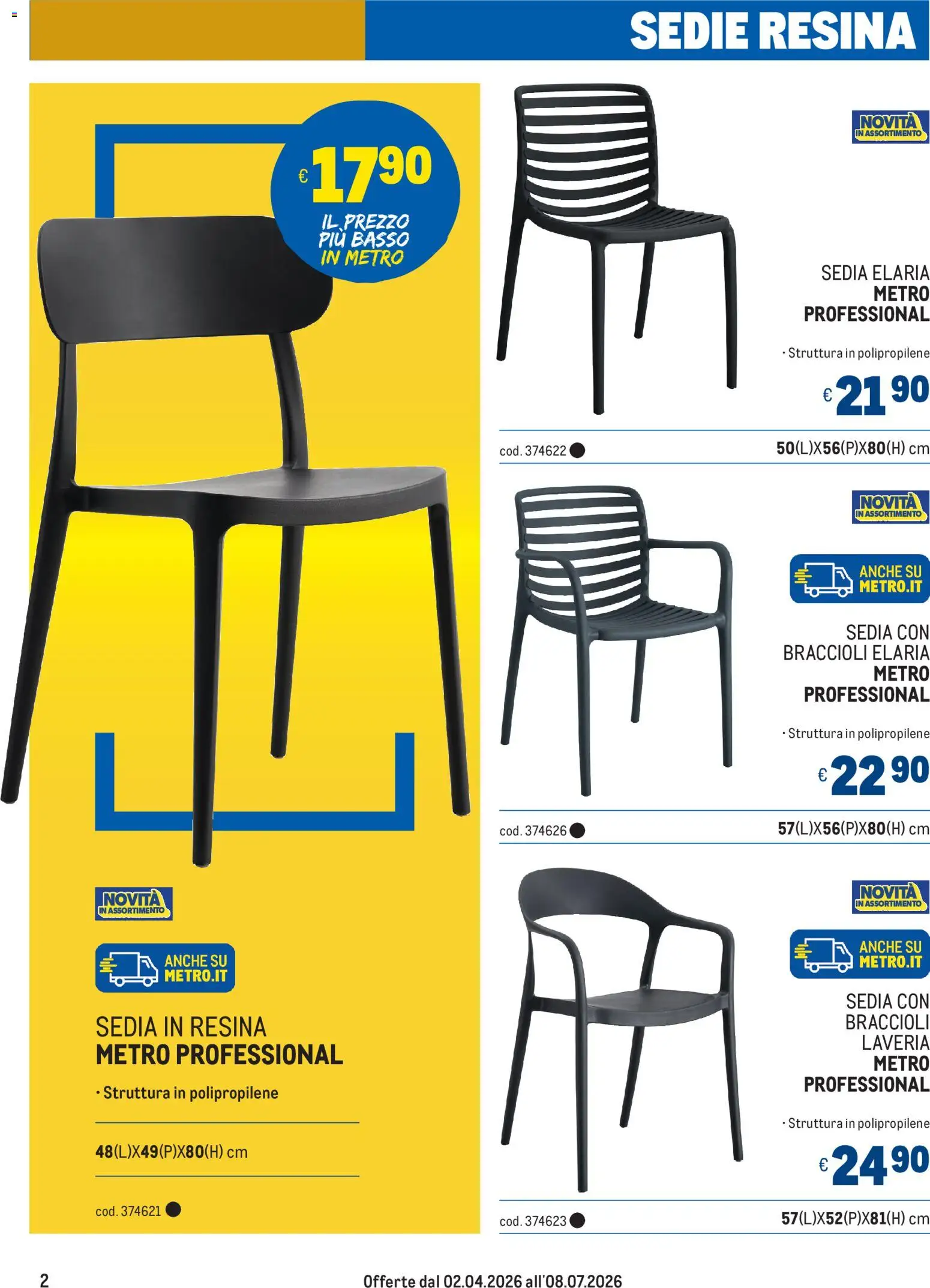 Volantino Metro del 02.04.2026 | Pagina: 2 | Prodotti: Braccioli, Sedia