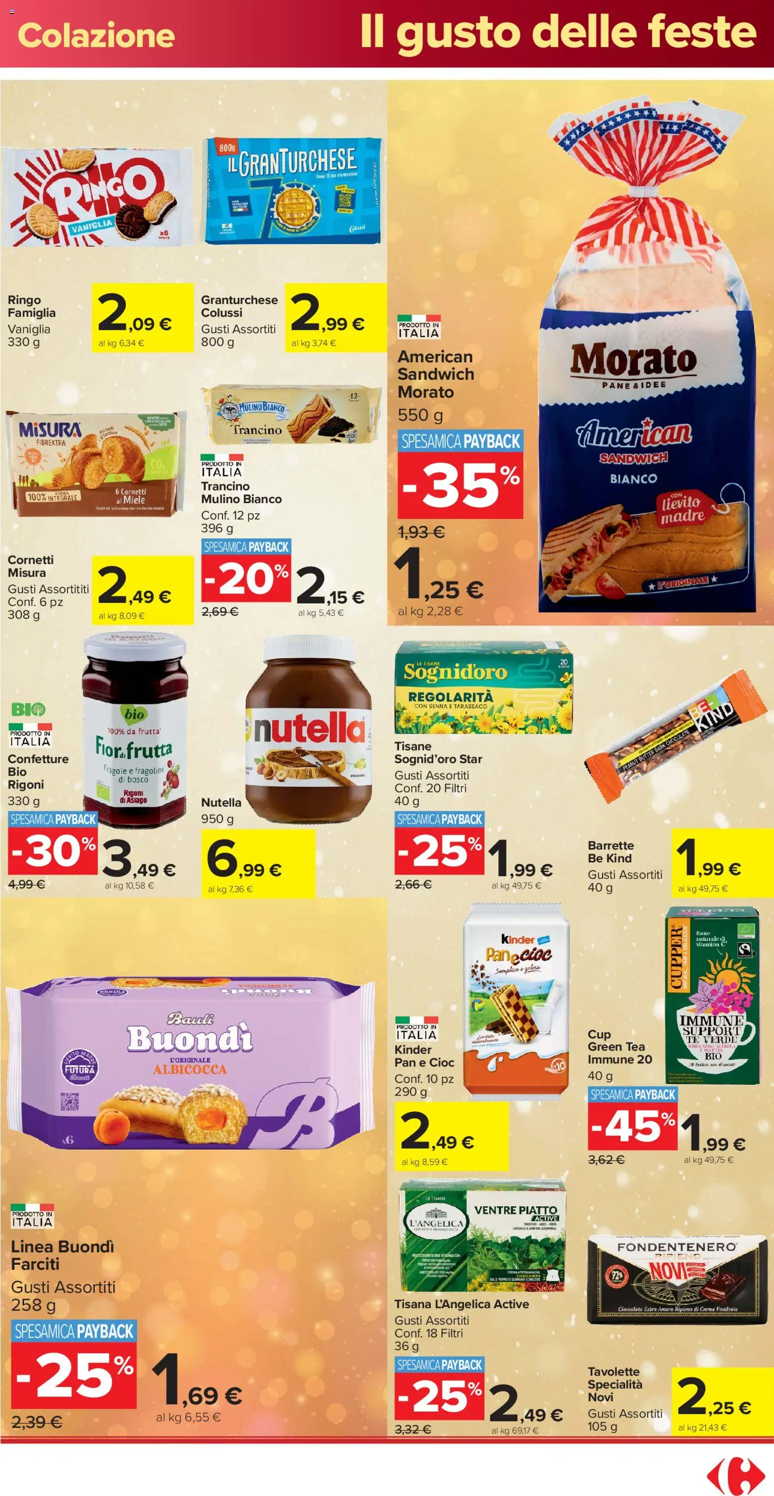 Volantino Carrefour del 16.12.2025 | Pagina: 23 | Prodotti: Tè, Piatto, Miele, Amaro