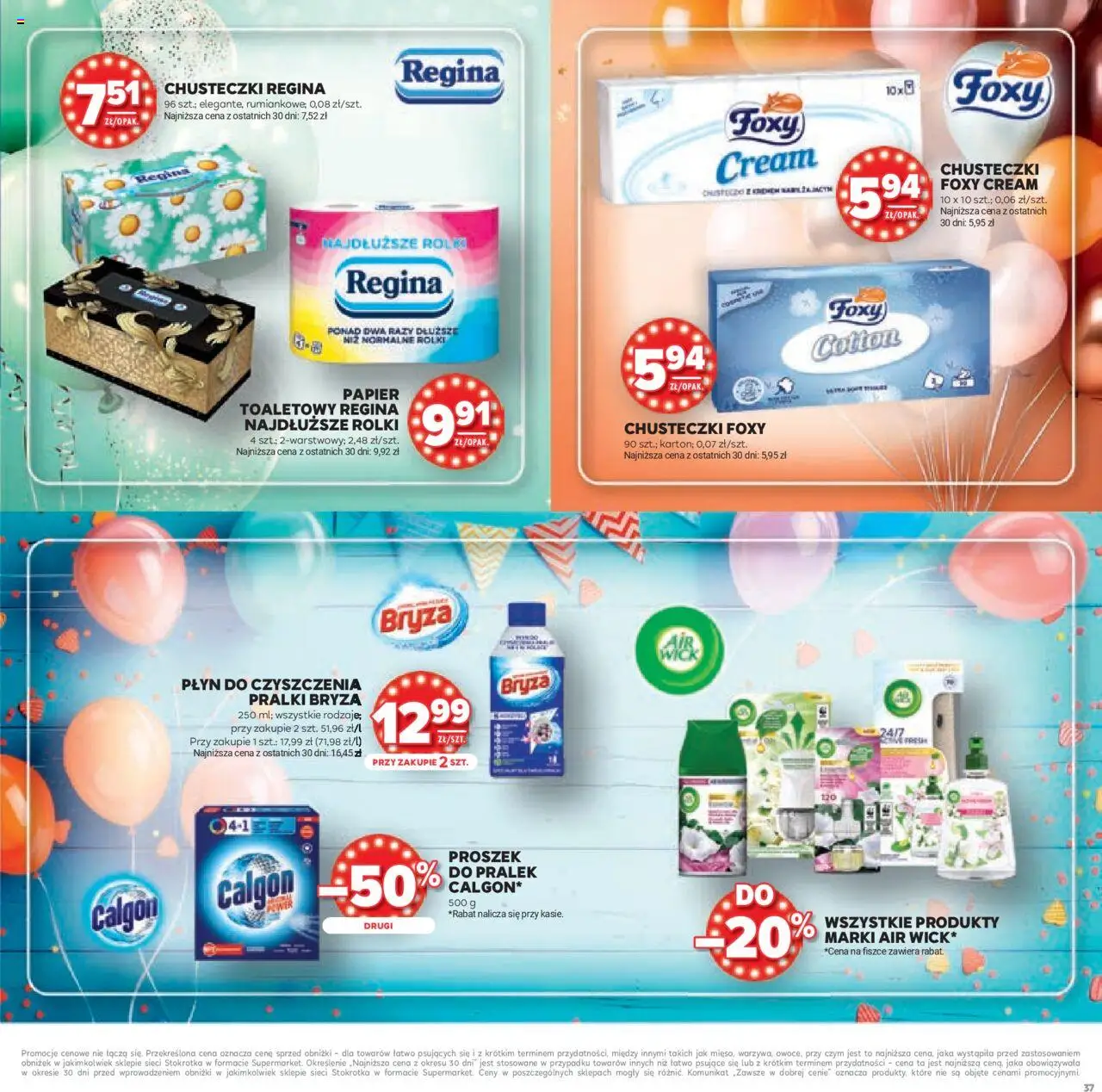 Stokrotka Gazetka - Urodziny od 11.09.2025 | Strona: 37 | Produkty: Calgon, Płyn do czyszczenia pralki, Stokrotka, Rolki