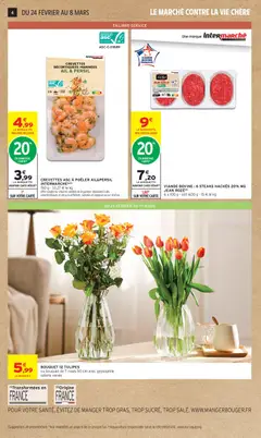 Intermarché - Prévisualisation de CREVETTES ASC Á POÊLER AIL&PERSIL INTERMARCHE, 150 g. Offre valable sur d'autres variétés de la gamme, répondant à des caractéristiques et des prix différents, signalés en magasin ou sur le drive. valide à partir de 24.02.2026 | Page: 4 | Produits: Ail, Crevettes, Viande, Viande bovine