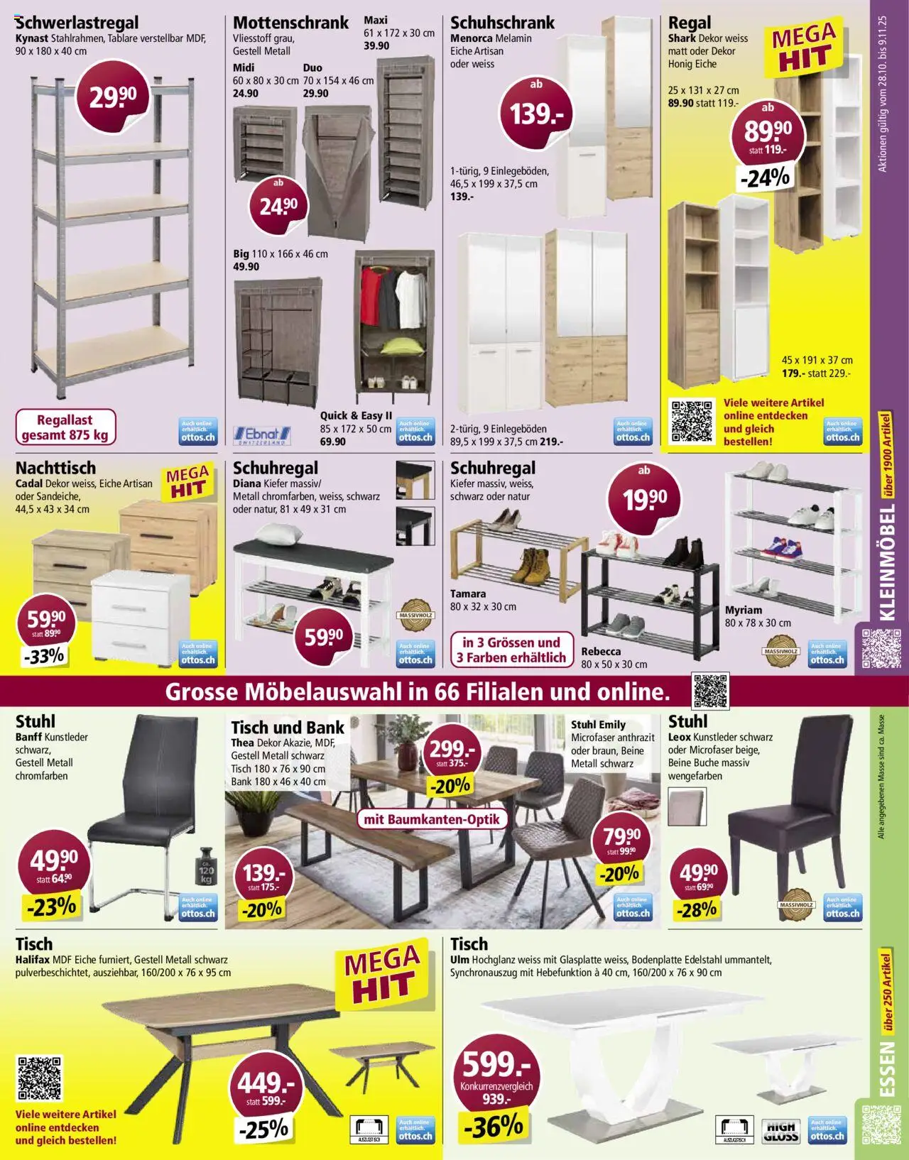 Otto's Aktionen – gültig ab 28.10.2025 | Seite: 9 | Produkte: Nachttisch, Regal, Stuhl, Schuhschrank