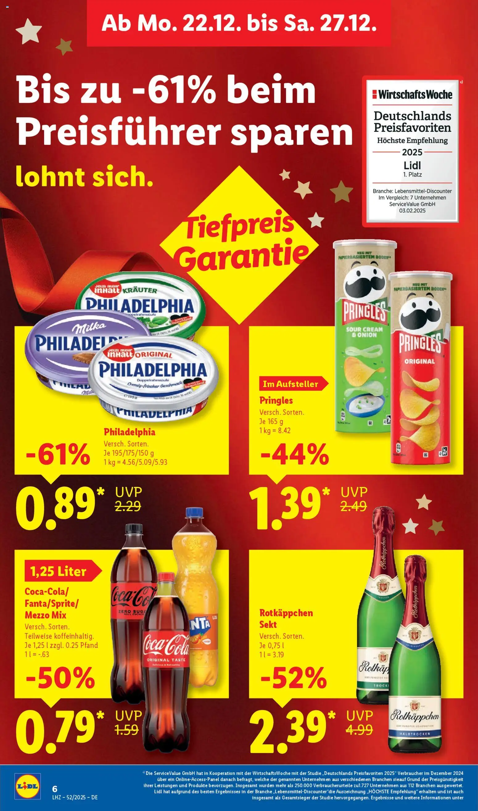 Lidl Prospekt Zossen – gültig ab 22.12.2025 | Seite: 12 | Produkte: Mezzo mix, Philadelphia, Milka, Pringles