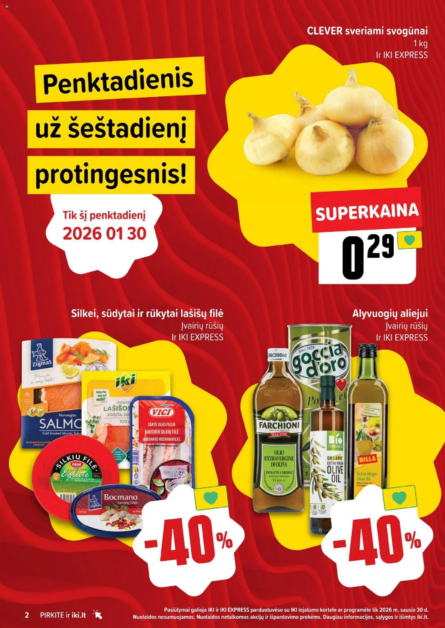 IKI akcijos nuo 26.01.2026 | Puslapis: 2 | Prekių: Svogūnai, Silkių filė, Lašišos