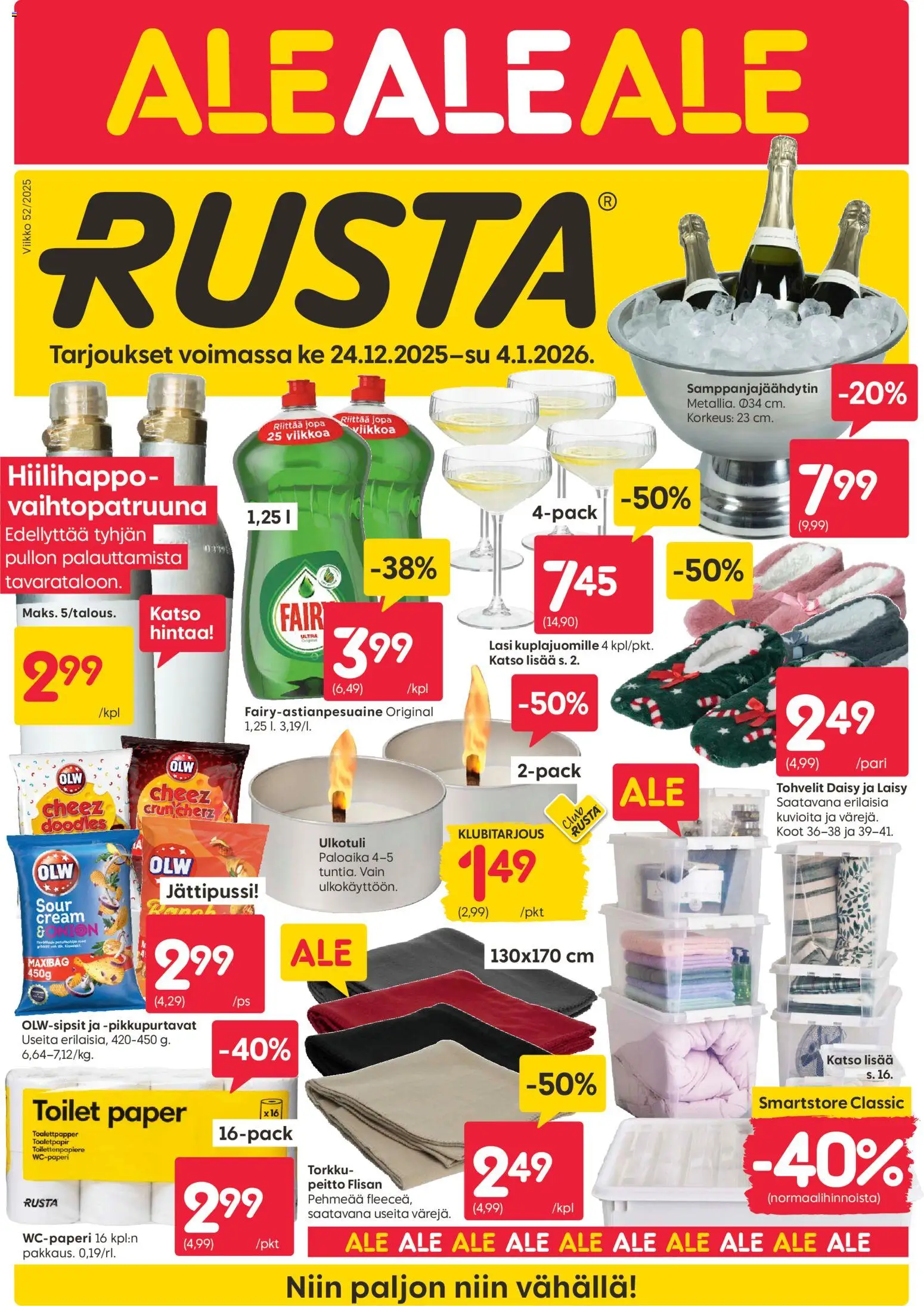 Rusta tarjoukset – voimassa 24.12.2025 alkaen | Sivu: 1 | Tuotteet: Peitto, Tohvelit