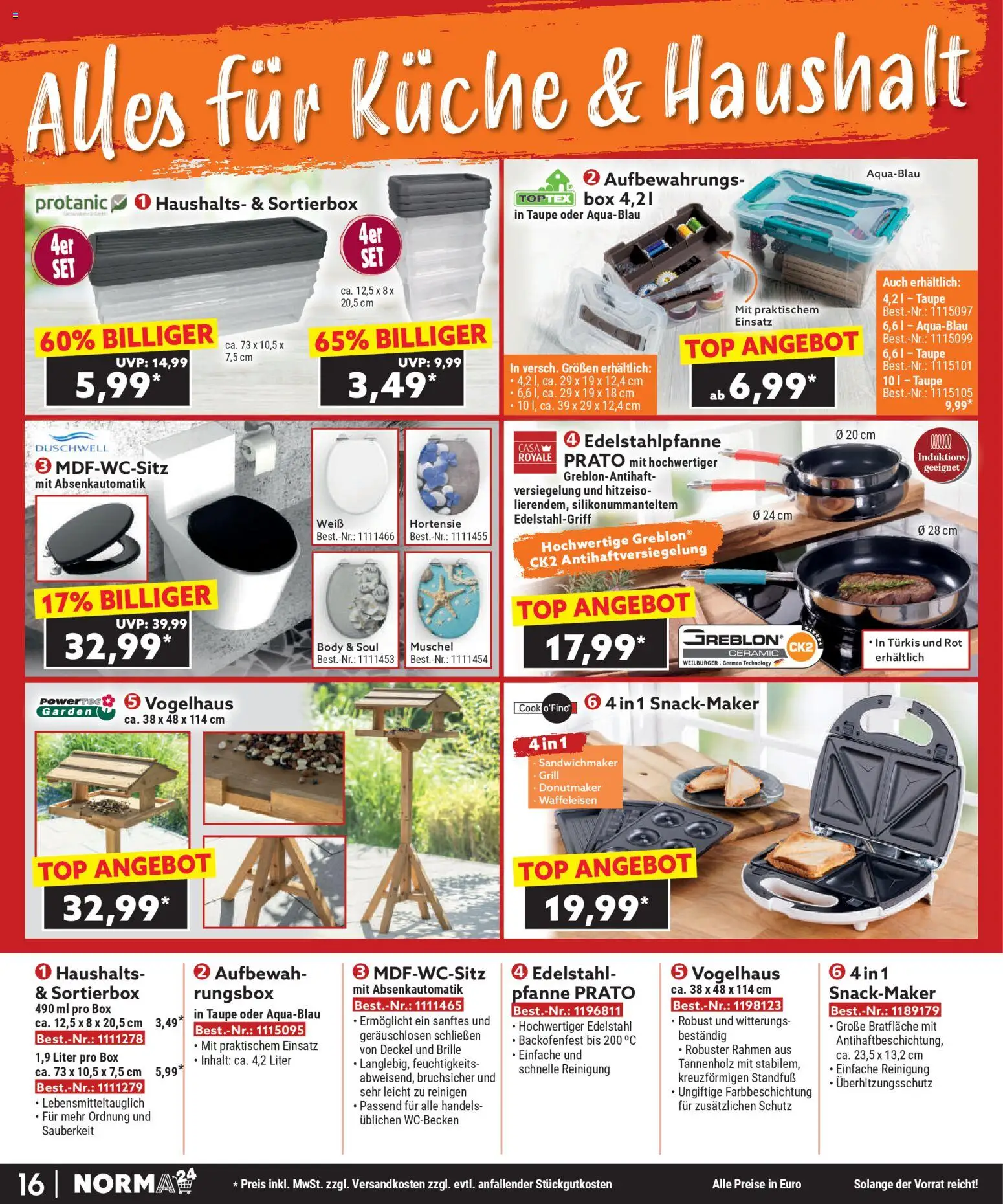 Norma Bestellmagazin  gültig ab 01.11.2025 | Seite: 16 | Produkte: Brille, Grill, Sandwichmaker, Box