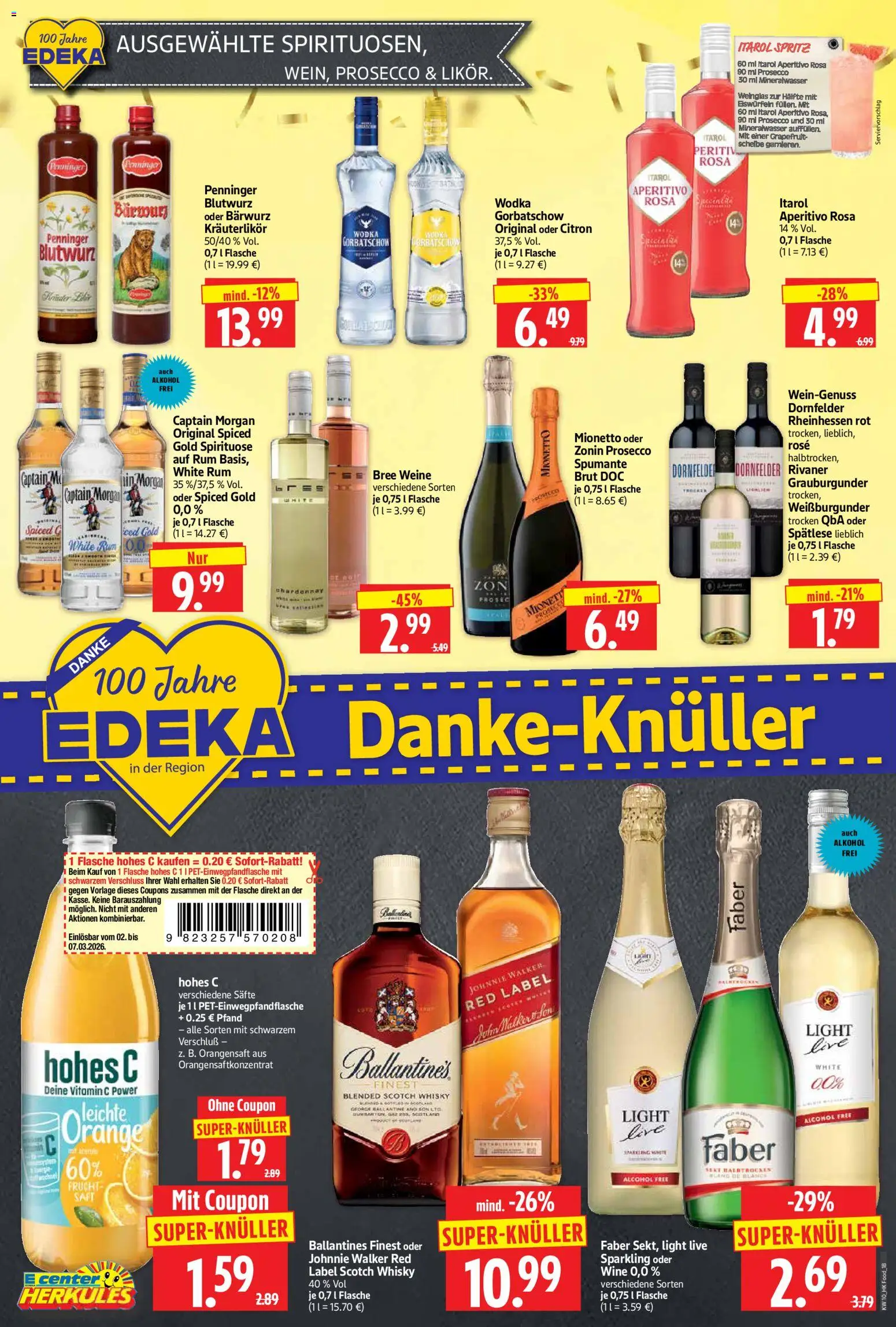 HERKULES Prospekt 	 – gültig ab 02.03.2026 | Seite: 16 | Produkte: Sekt, Mineralwasser, Prosecco, Saft