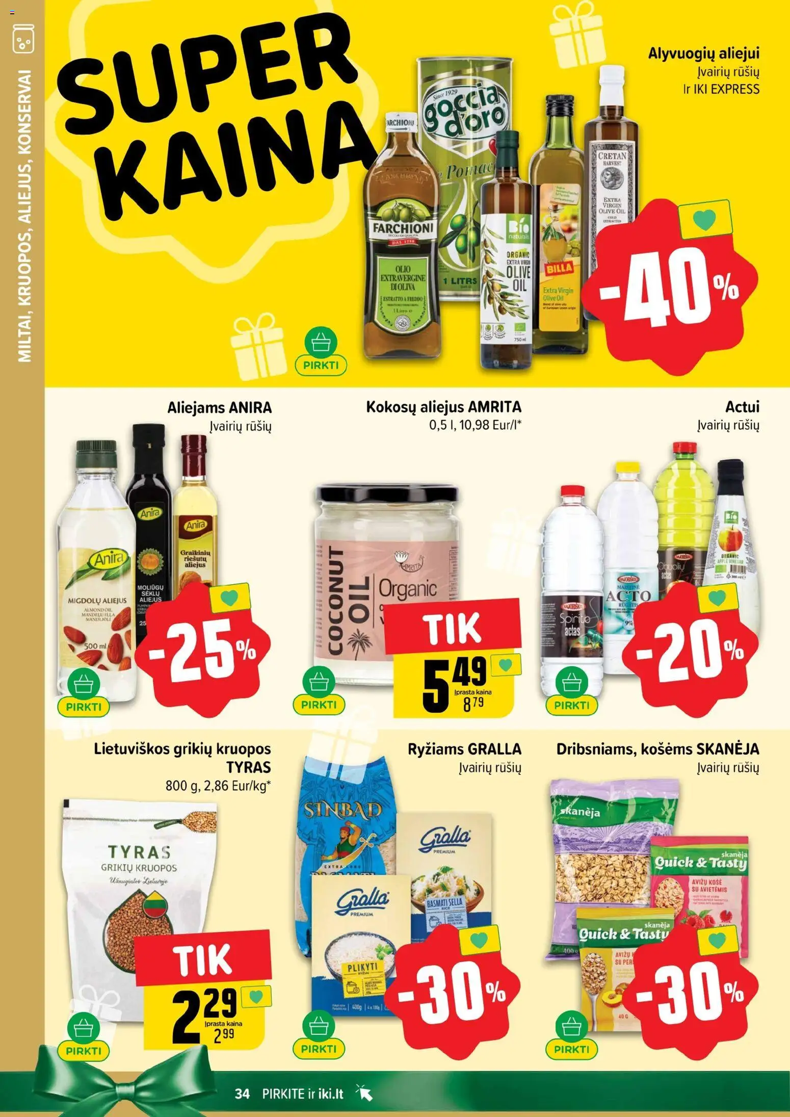 IKI akcijos nuo 27.10.2025 | Puslapis: 34 | Prekių: Košė, Kruopos, Aliejus, Konservai