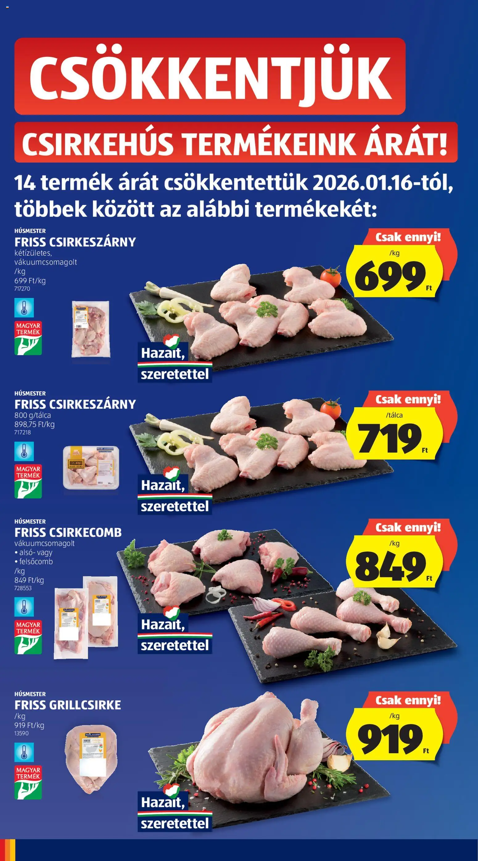 Aldi akciós ujság - amely érvényes a következő dátumtól: 22.01.2026 | Oldal: 6 | Termékek: Grillcsirke, Csirkehús, Csirkecomb