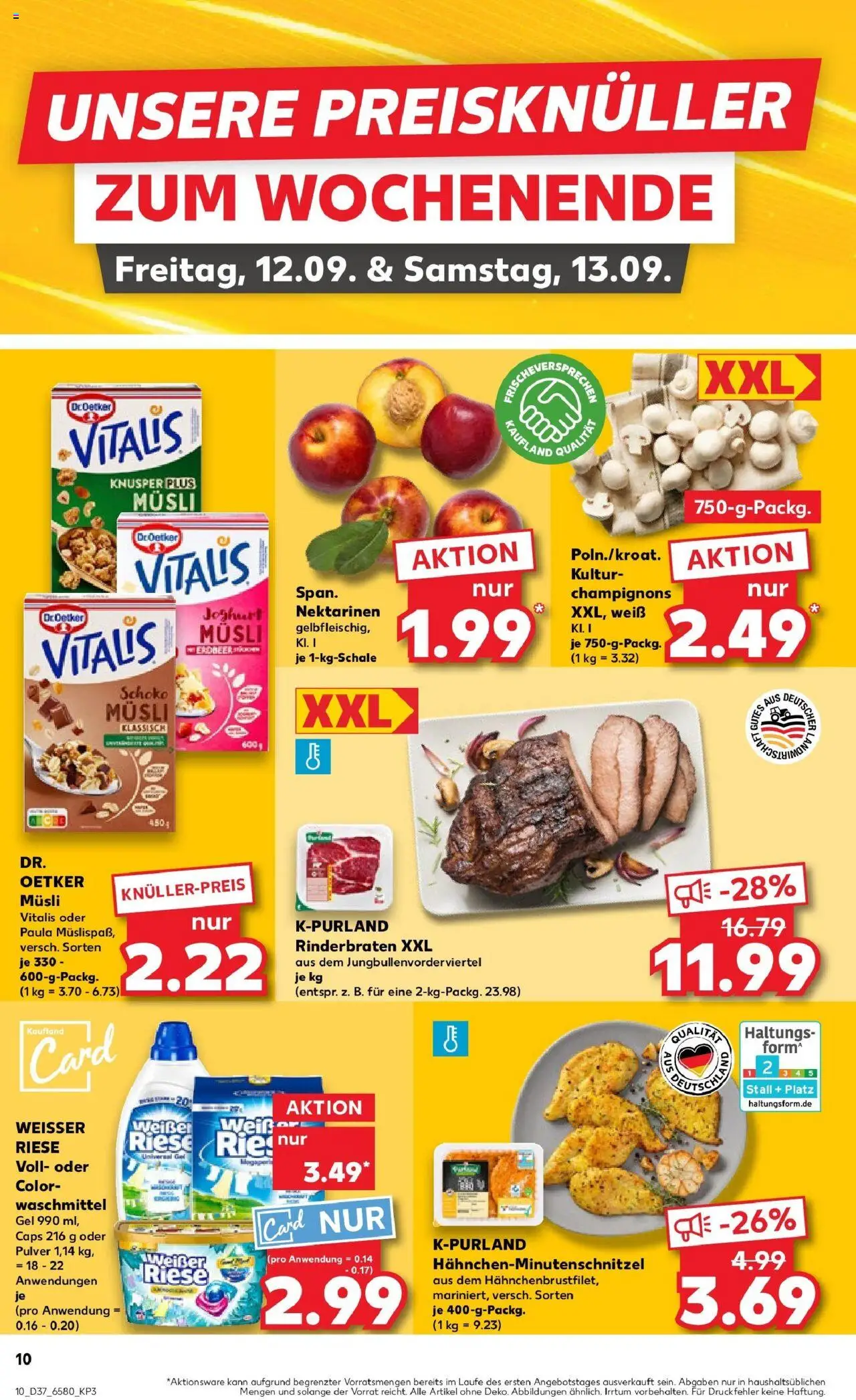 Kaufland prospekt Bremerhaven	 – gültig ab 11.09.2025 | Seite: 10 | Produkte: Rinderbraten, Joghurt, Champignons, Waschmittel