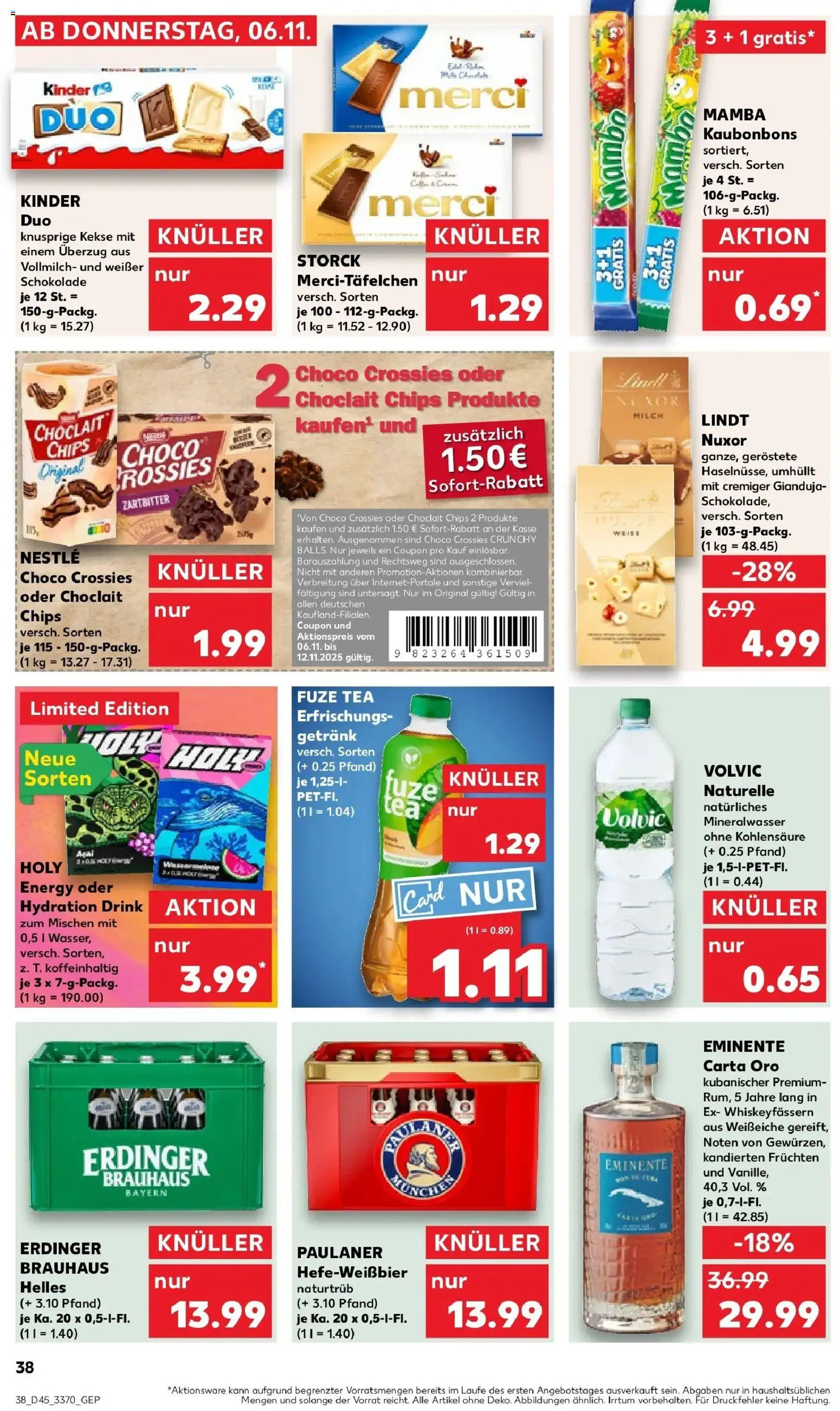 Kaufland prospekt Eilenburg	 – gültig ab 10.11.2025 | Seite: 38 | Produkte: Energy, Schokolade, Chips, Paulaner