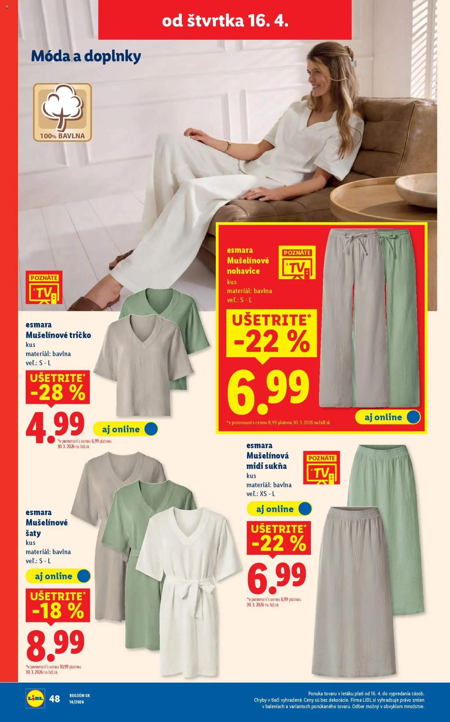 Nové Lidl akcie – leták je platný od 13.04.2026 | Strana: 72 | Produkty: Šaty, Tričko, Nohavice